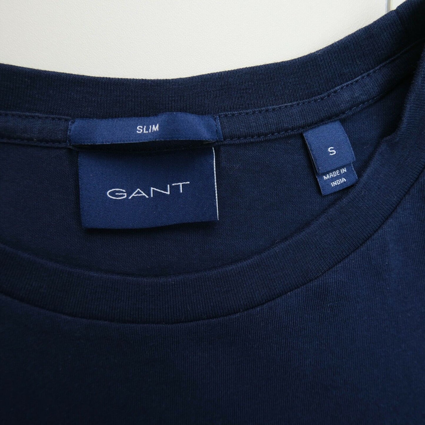 GANT T-Shirt mit Rundhalsausschnitt und Original-Logo, Marineblau, schmale Passform, Größe S