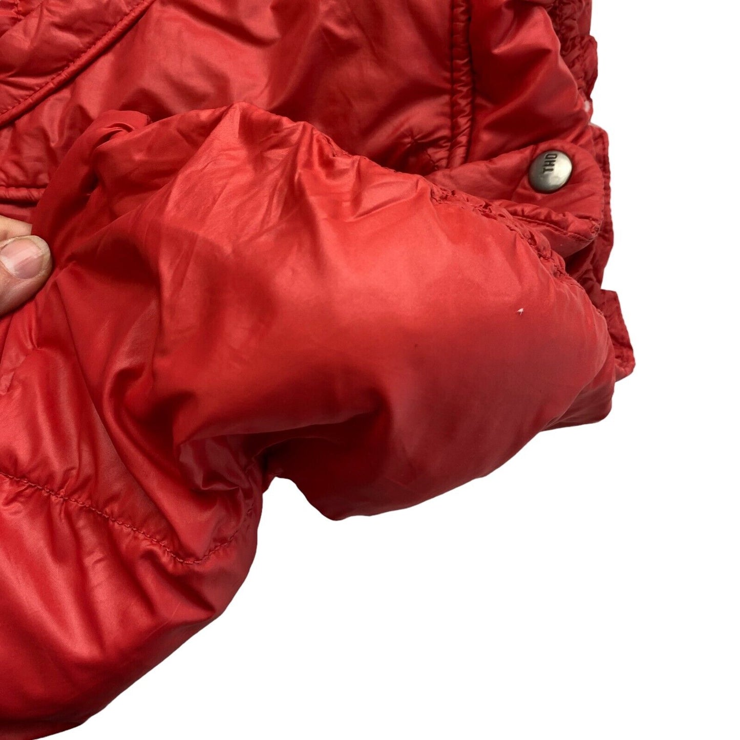 Hilfiger Denim Red Hooded Down Puffer Coat Jacket Size XS