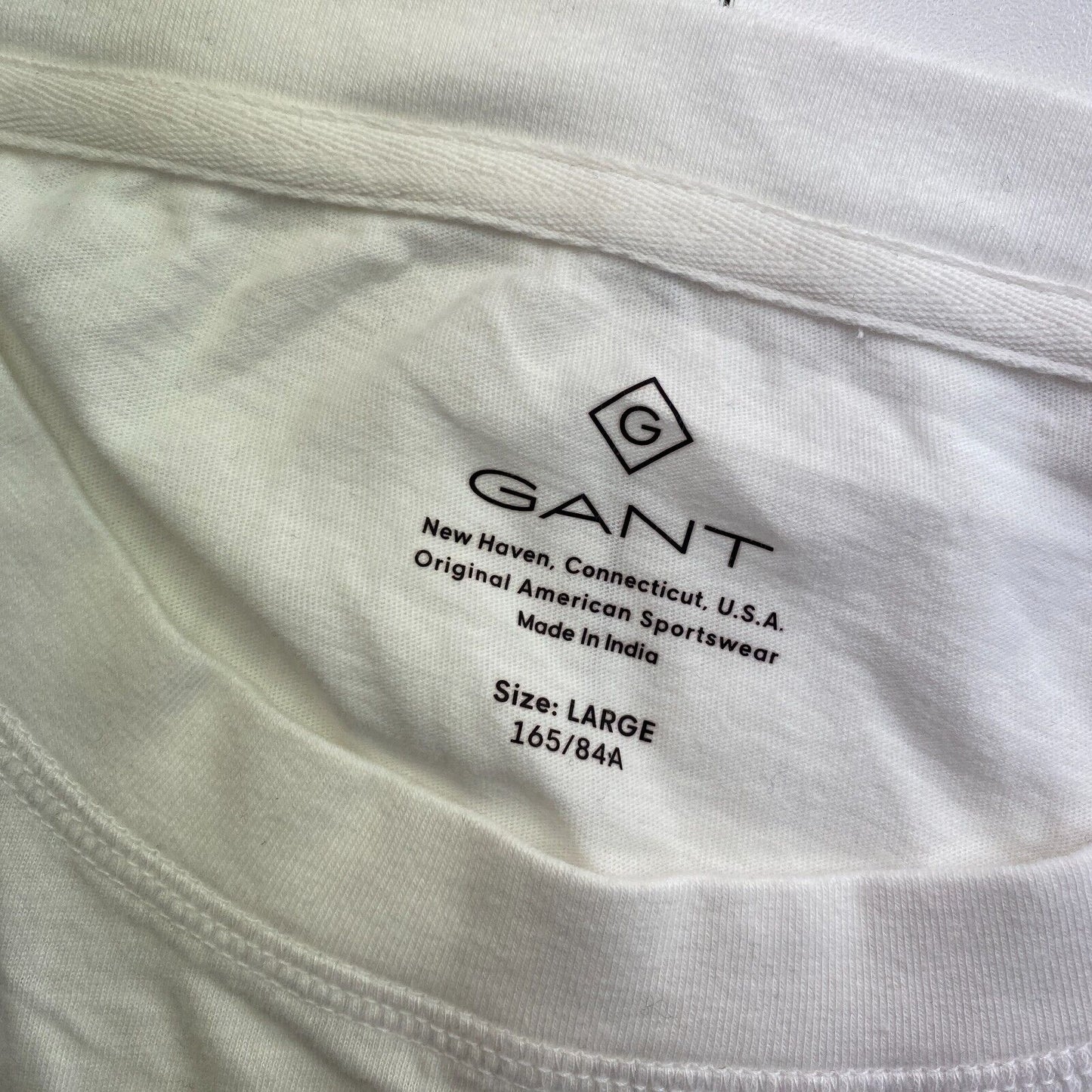 GANT T-shirt blanc à manches longues et col rond avec logo Taille L