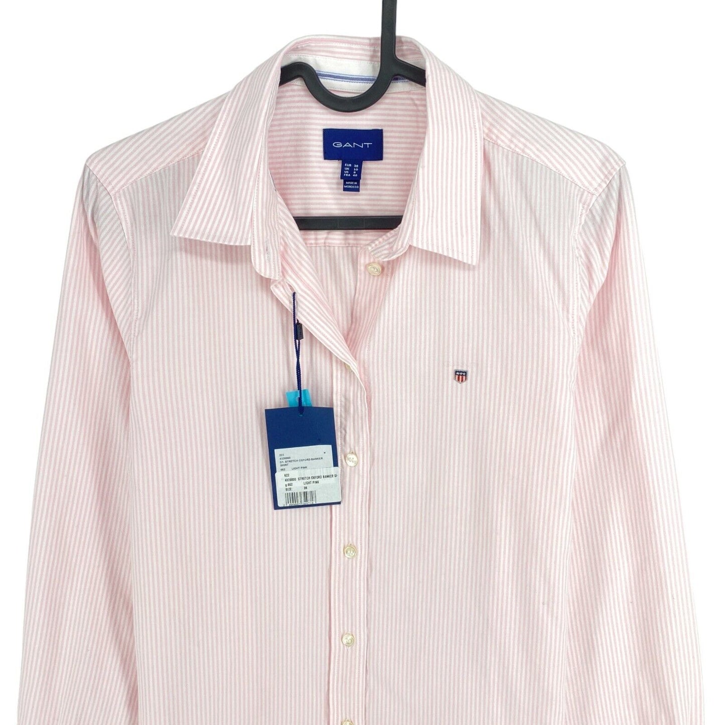 GANT Pink Stretch Oxford Banker Stripe Shirt Size EU 38 UK 10 US 8