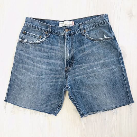 Levi's 569 Custom Made Blue Relaxed Straight Fit Cut-Off Shorts W34