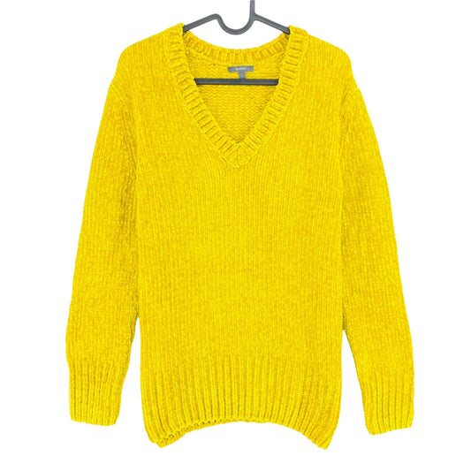 MONTEGO Yellow Knit V Neck Sweater Jumper Size S