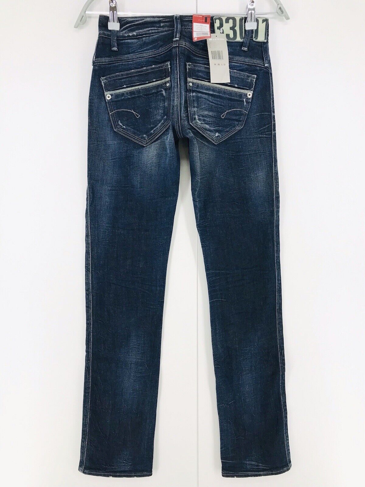 G-STAR RAW SAVILLE Women Blue Regular Straight Fit Jeans W26 L32 Made In Italy