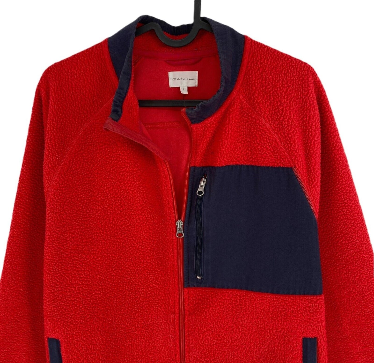 GANT Rugger Men Red Fleece Full Zip Jacket Coat Size L