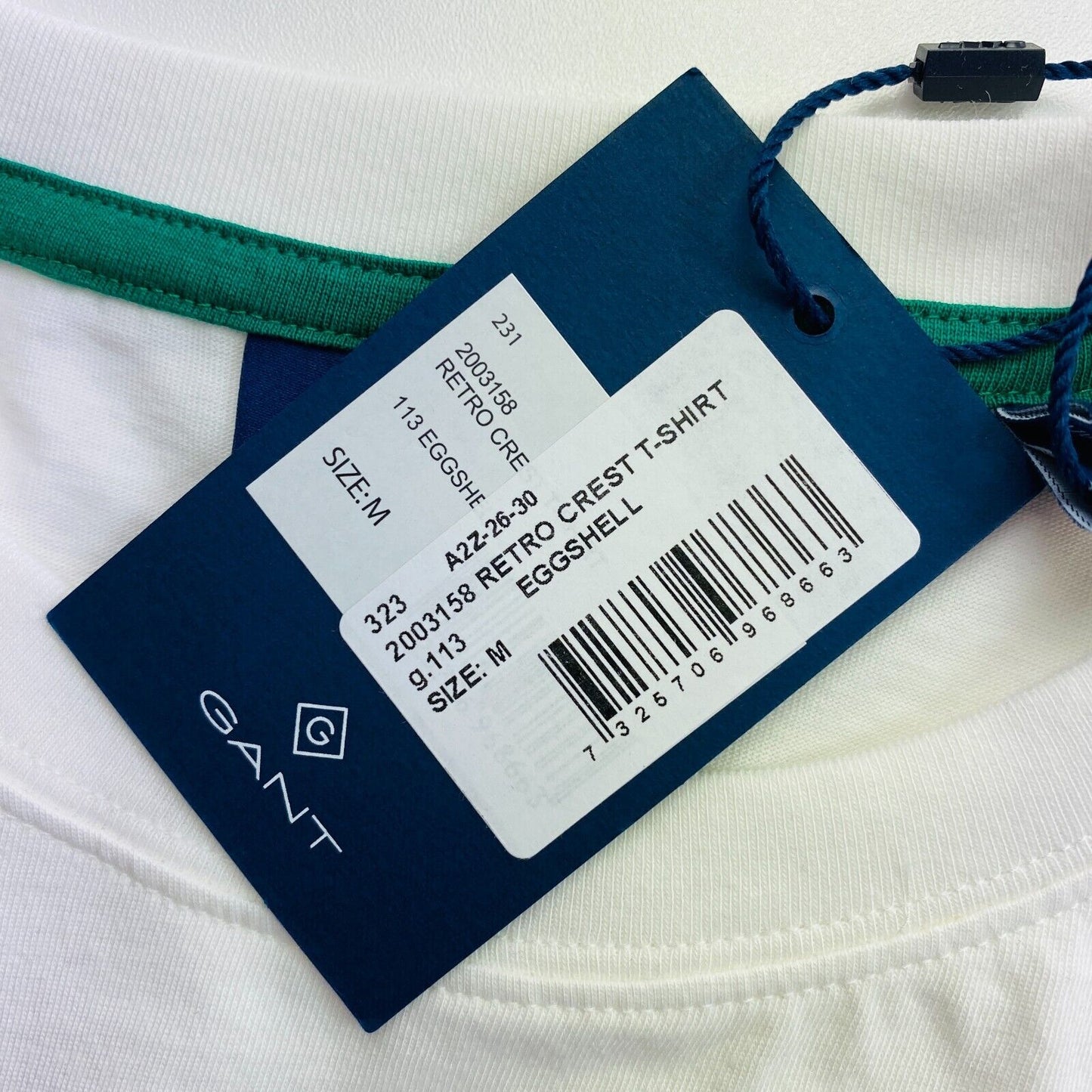 GANT T-shirt à col rond blanc rétro avec écusson taille M