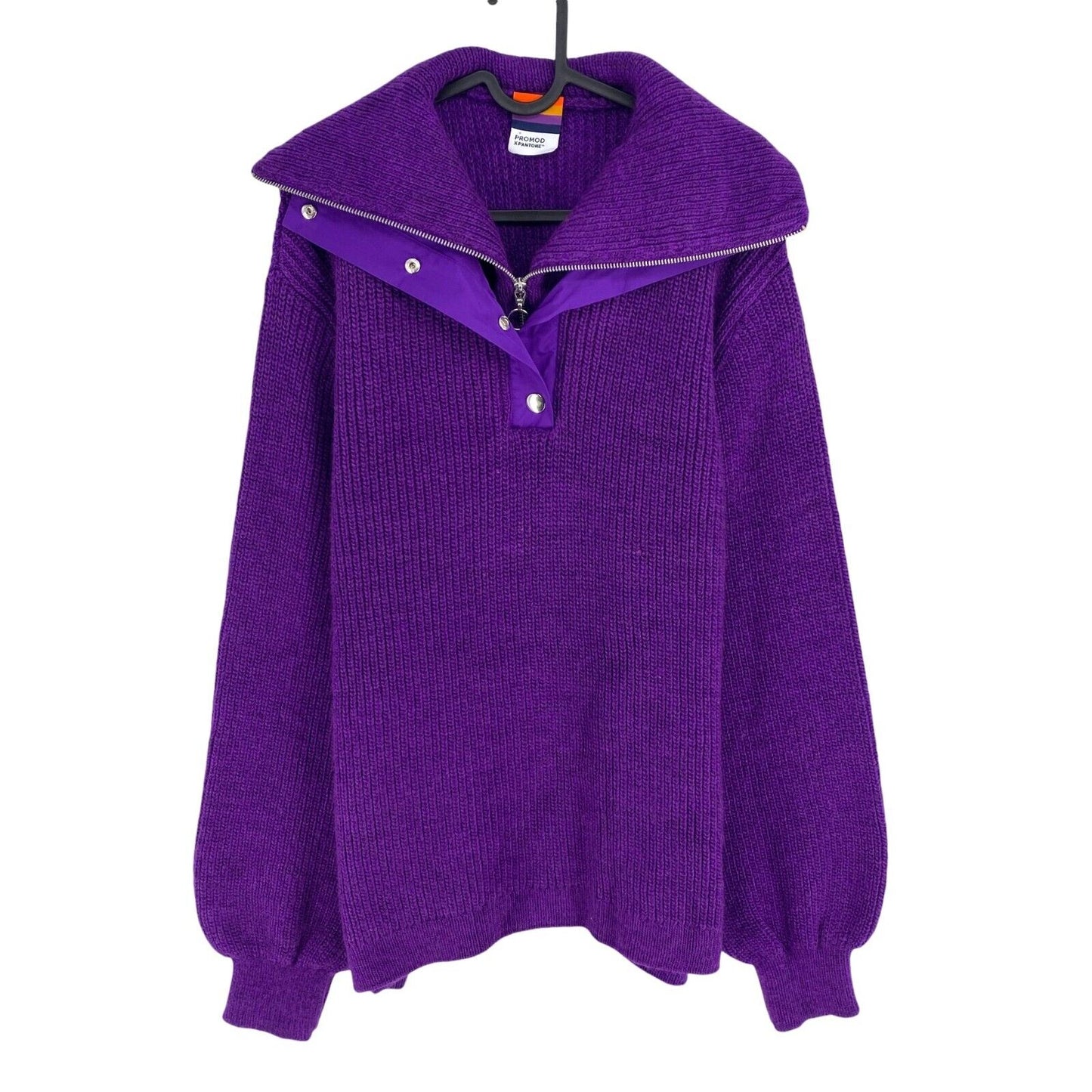 PROMOD x PANTONE Women Purple Zip Neck Knitted Sweater Jumper Size XL