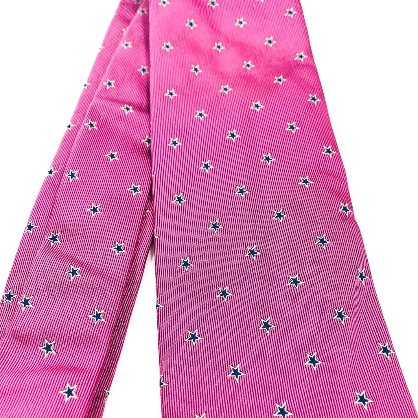 GANT Pink with Blue Stars Ornament 100% Silk Tie Made In Italy