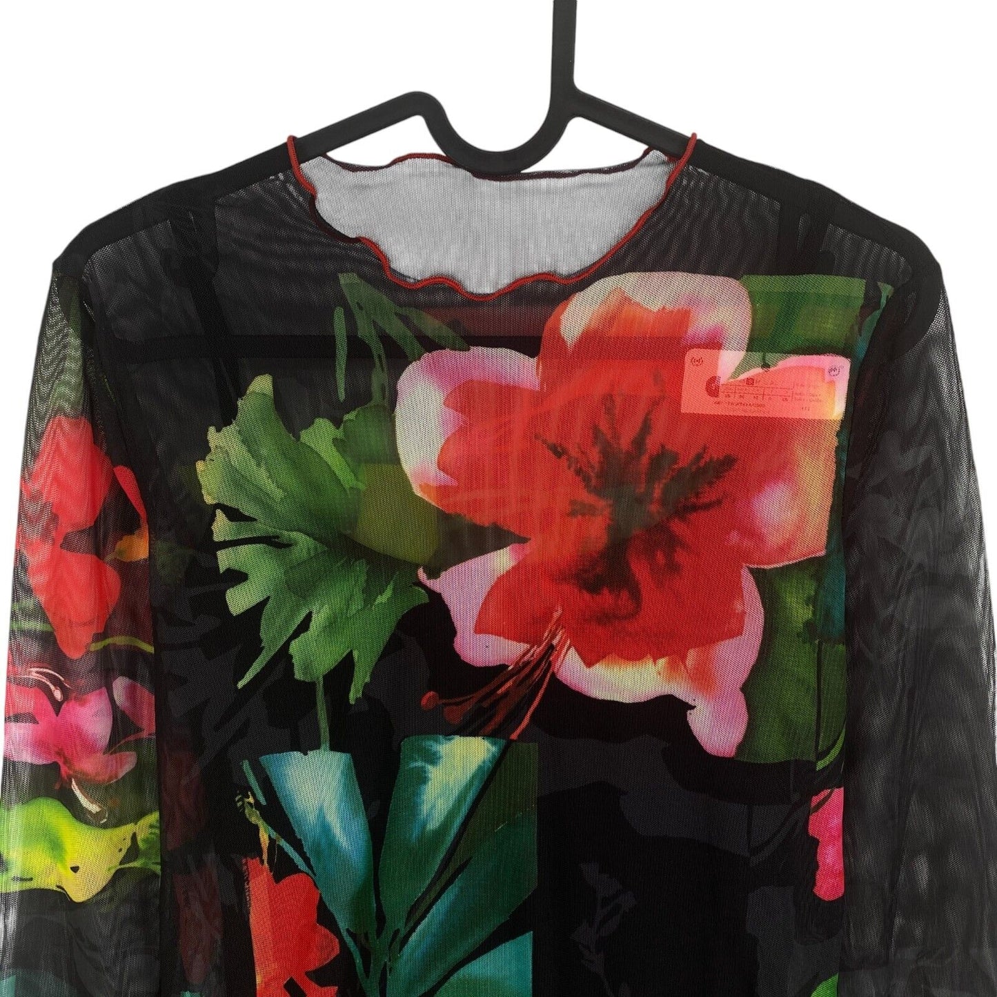 DESIGUAL Women Black SPRING GARDEN Long Sleeve T Shirt Size S