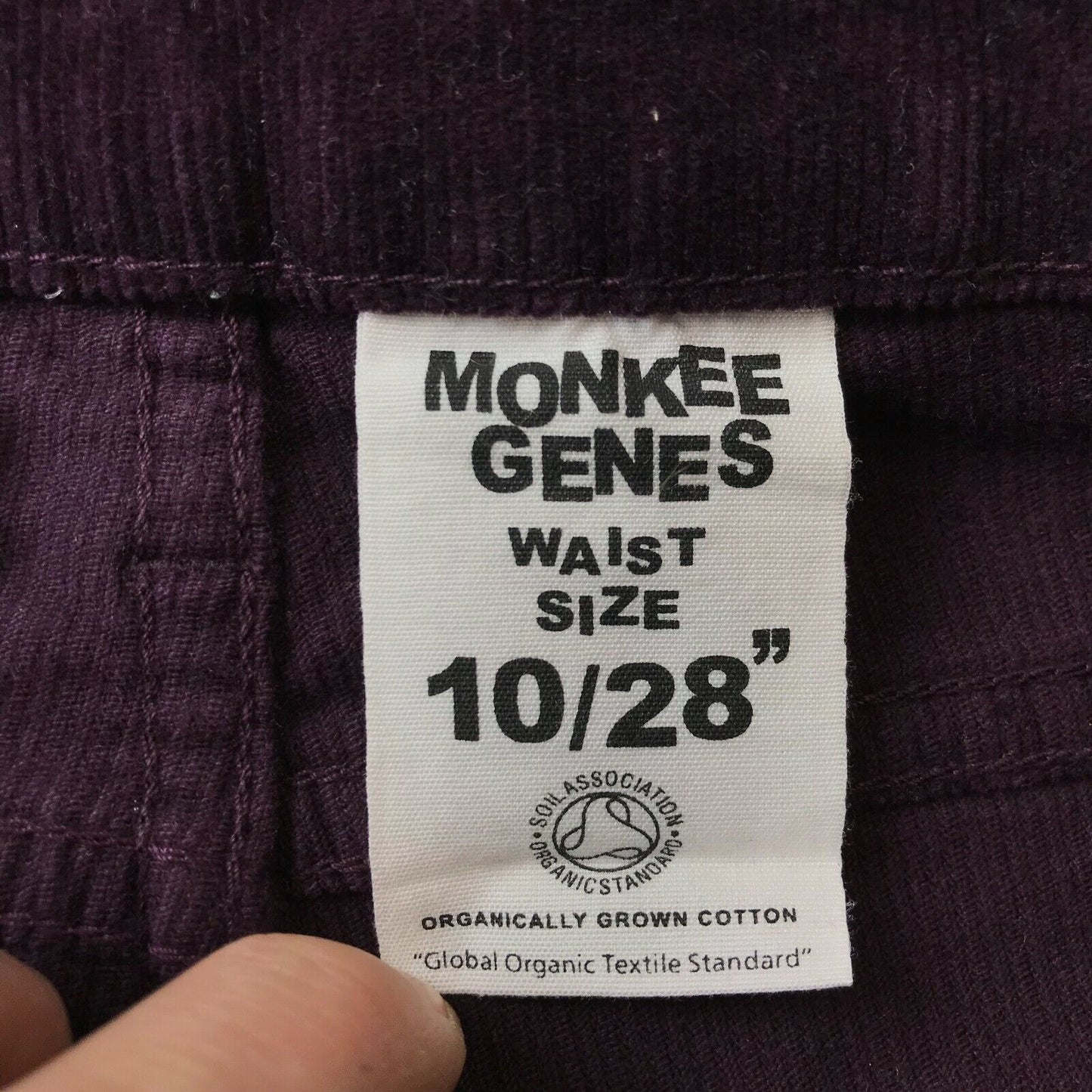 MONKEE GENES Pantalon skinny violet foncé en velours côtelé en coton biologique W28