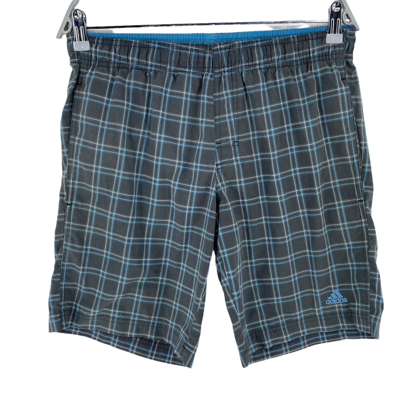 adidas Plaid Grey Cotton Blend Swimwear Swimming Trunks Shorts Size S