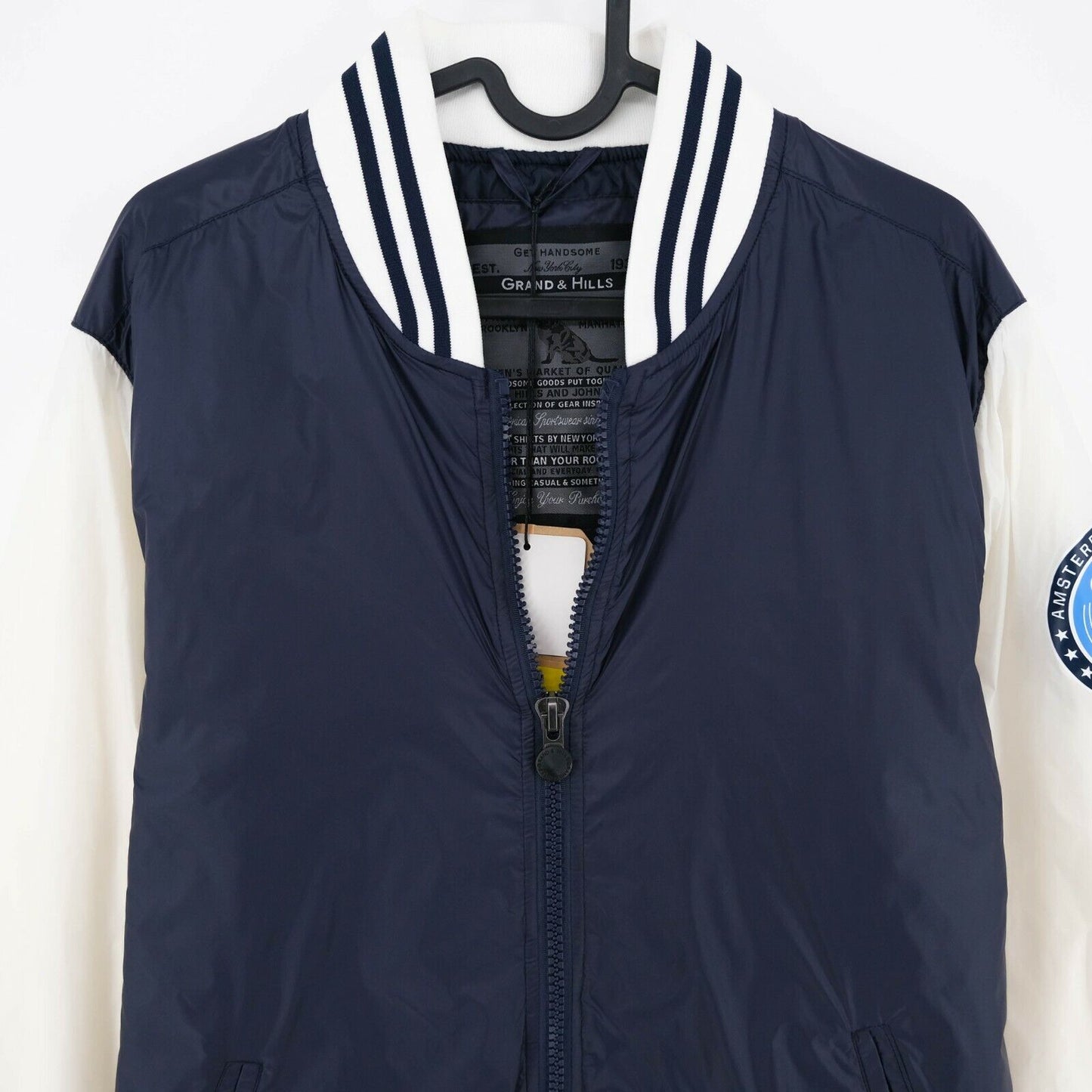 GRAND & HILLS Navy Blue Bomber Jacket Size S L