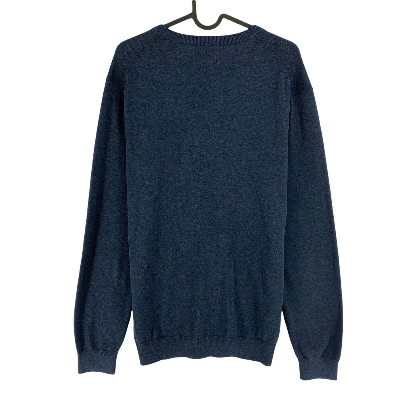 GANT Navy Blue V Neck 100% Cotton Jumper Sweater Size L