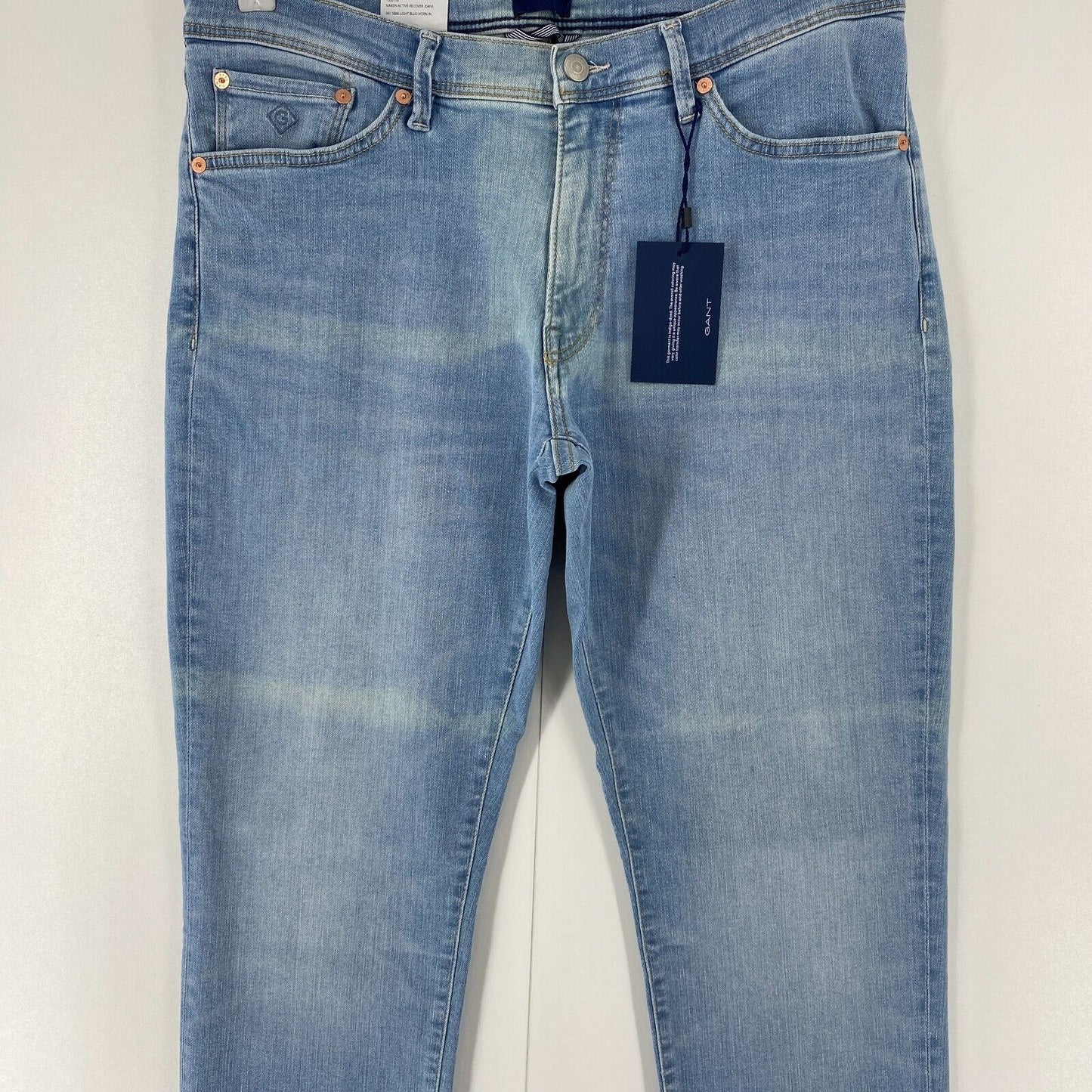 GANT MAXEN Mens Blue Stretch Low Rise Extra Slim Fit Jeans W34 L32