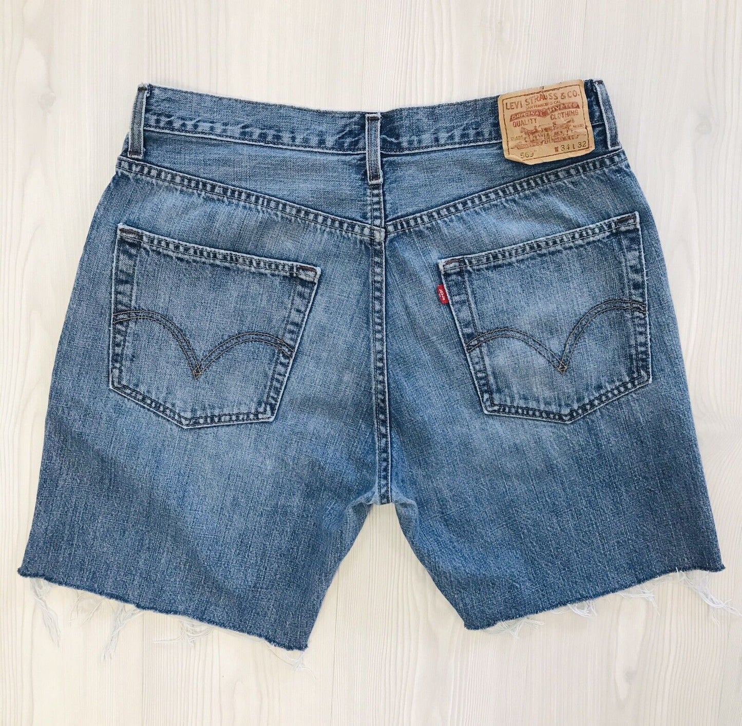 Levi's 569 Custom Made Blue Relaxed Straight Fit Cut-Off Shorts W34