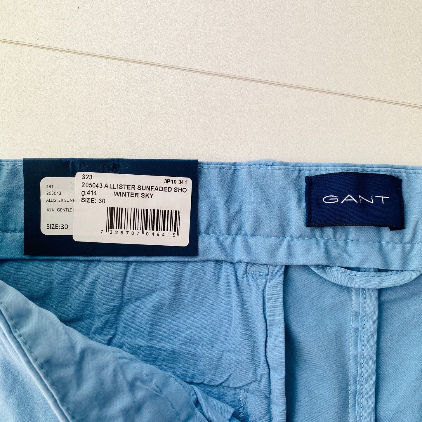 GANT ALLISTER Mens Light Blue Regular Fit Chino Shorts Size W30