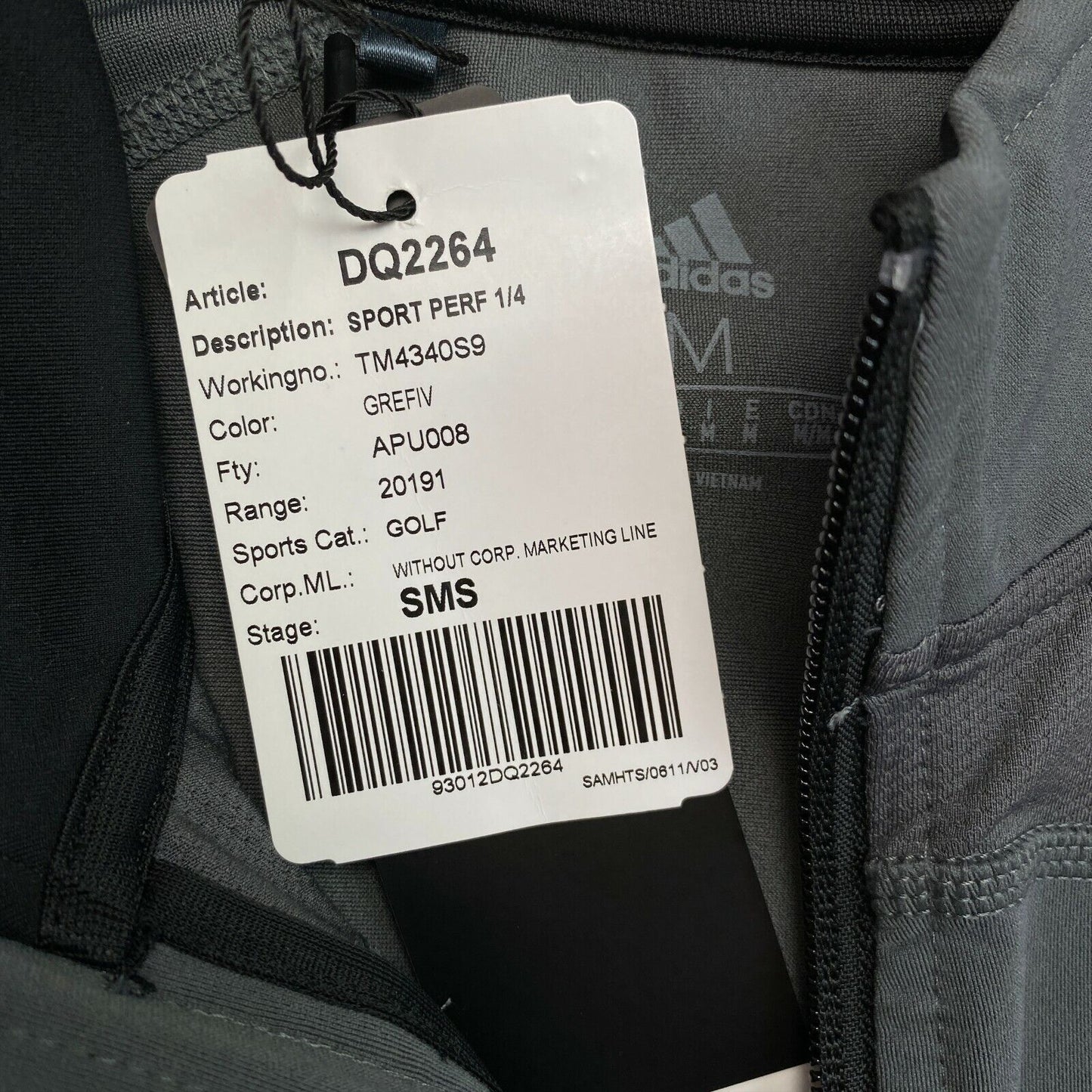 Adidas Golf Grau Full Zip Jacke Pullover Größe M