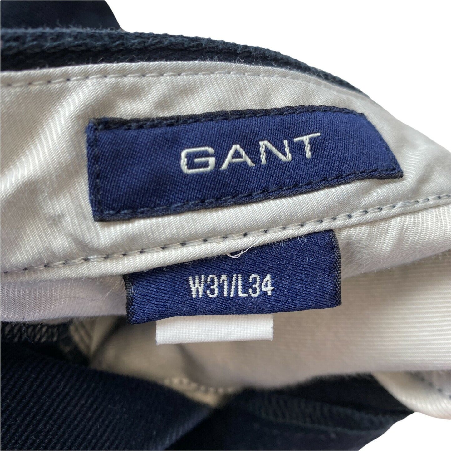 GANT CHIP Navy Blue Low Waist Narrow Tapered Fit Trousers Size W31 L34