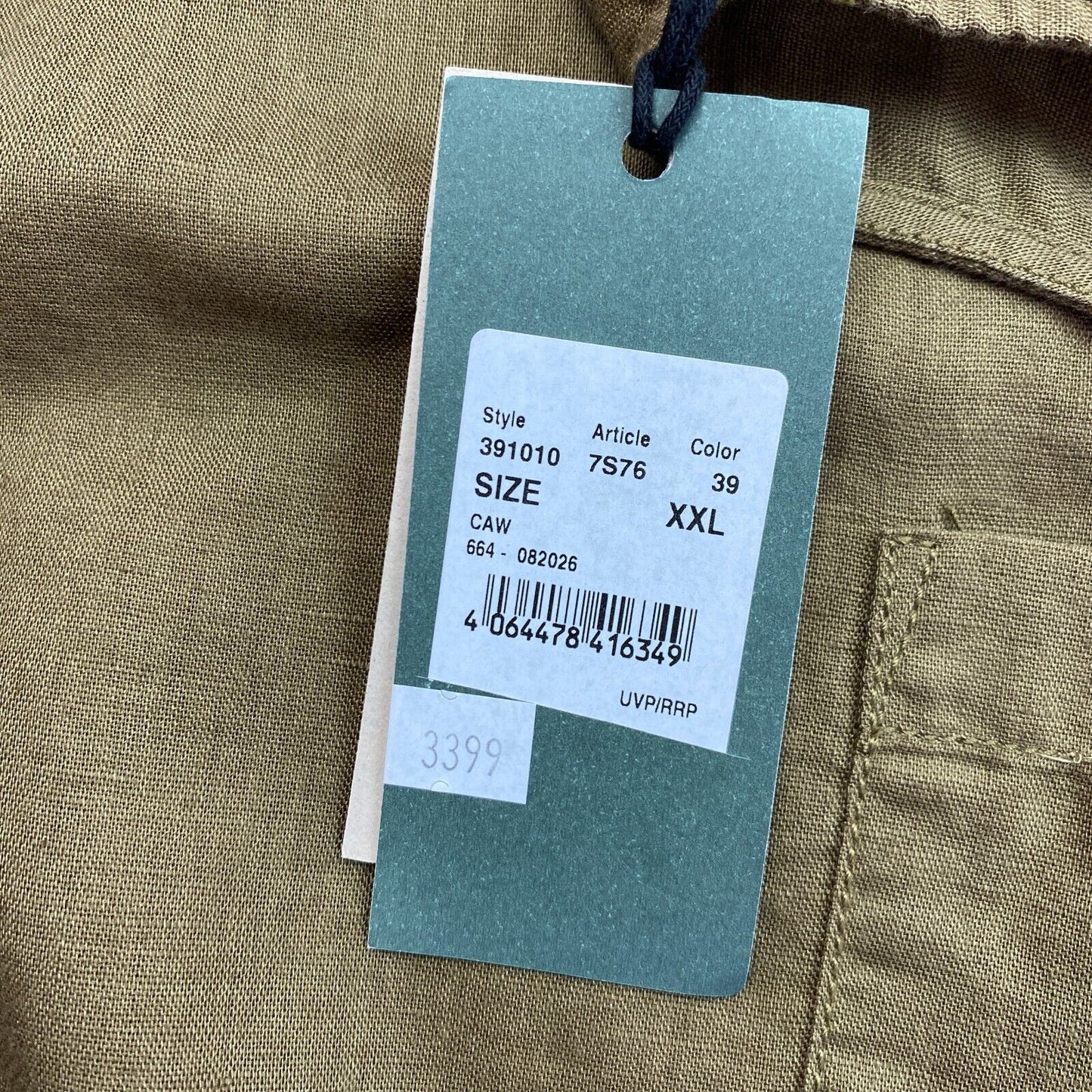 CAMEL ACTIVE Grünbraunes ärmelloses Rüschenkleid aus Leinen-Baumwolle in A-Linie, Größe 2XL