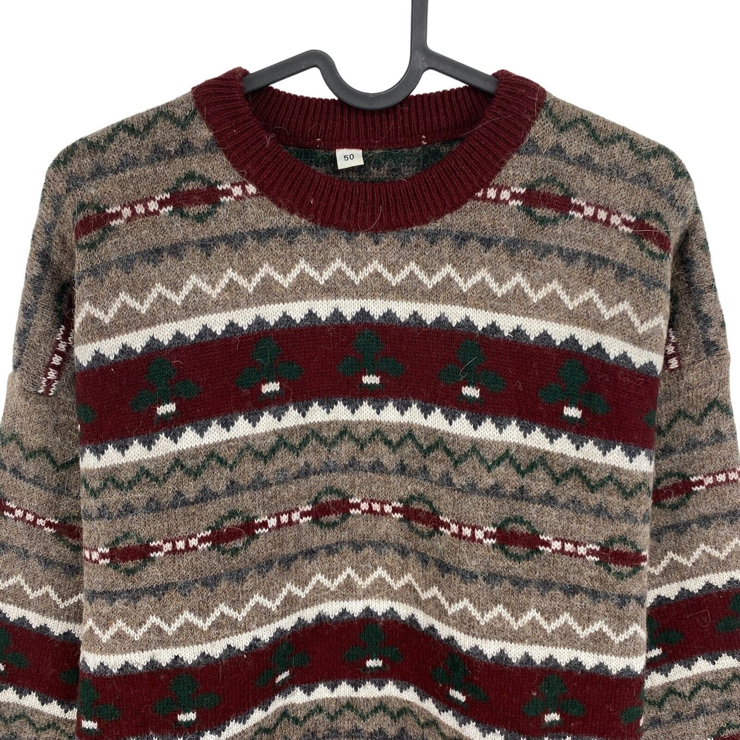 Cosby vintage Rétro années 90 Marron Rayé Pull Pull Taille EU 50 UK/US 40