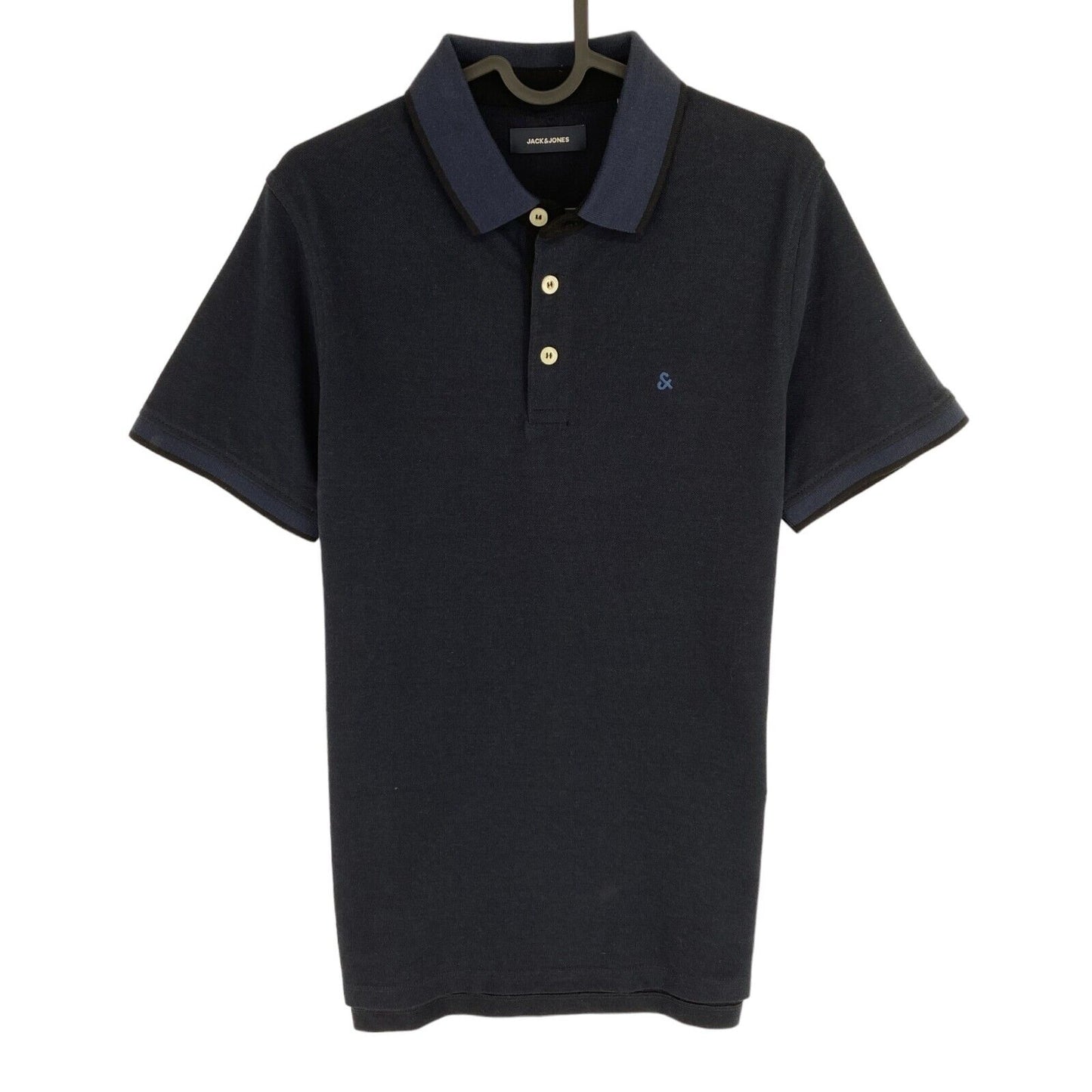 Jack & Jones Men Navy Blue Slim Fit Short Sleeves Polo Shirt Size S