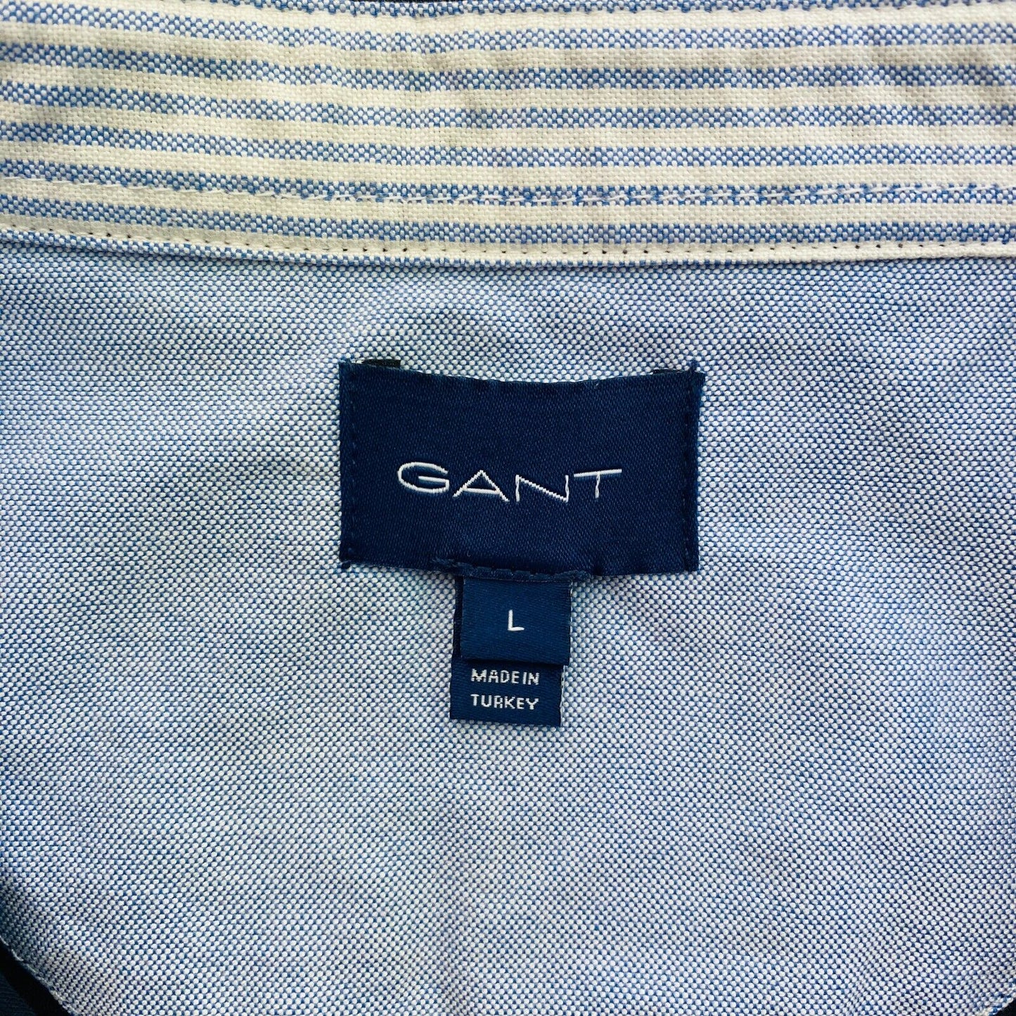 GANT Men Navy Blue Mercerized Short Sleeves Polo Shirt Size L