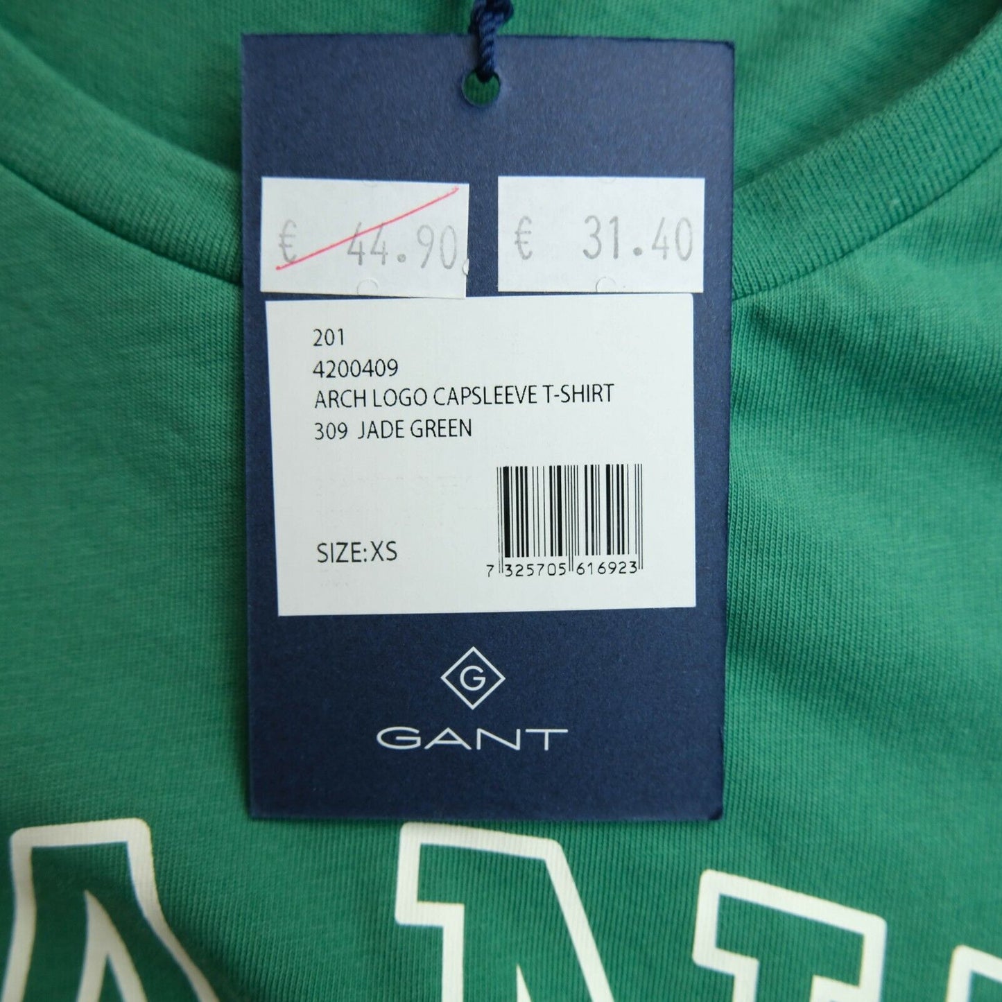 GANT Green Crew Neck T-Shirt Top Size XS