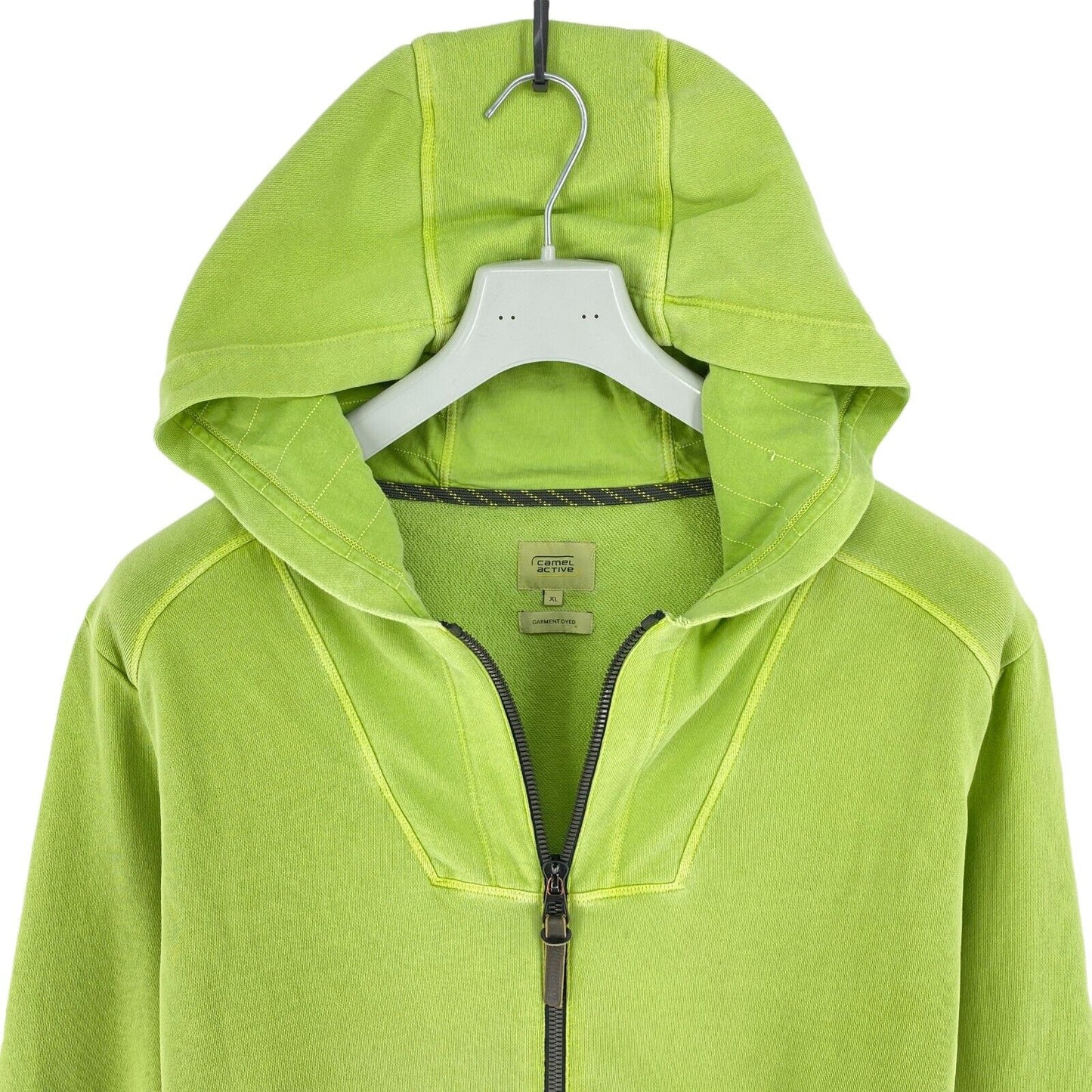 Camel Active Light Green Garment Dyed Full Zip Hooded Jumper Pullover Size XL