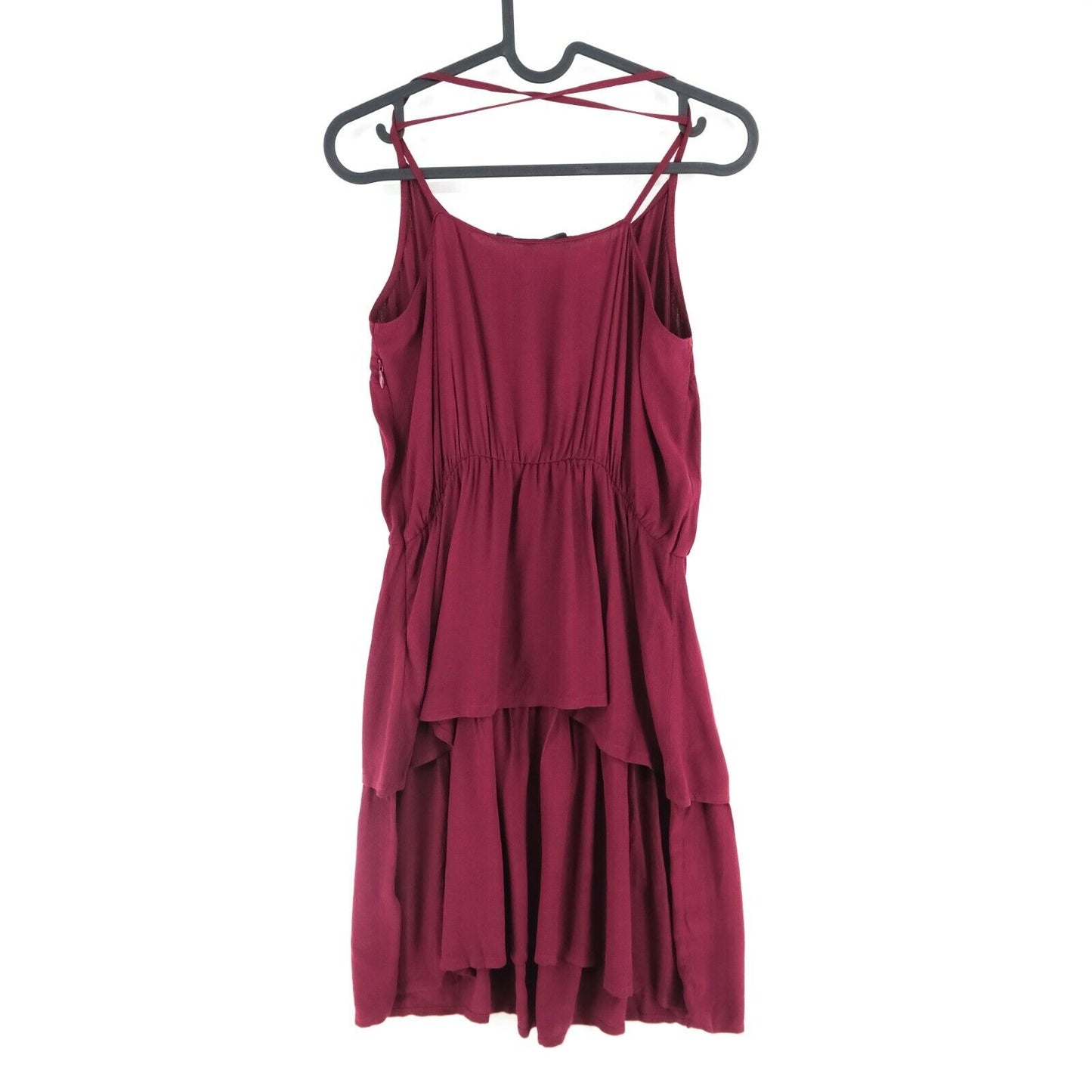 ETAM Dark Red V Neck Sleeveless Pleated Tank Dress Size EU 38 UK 10 US 8