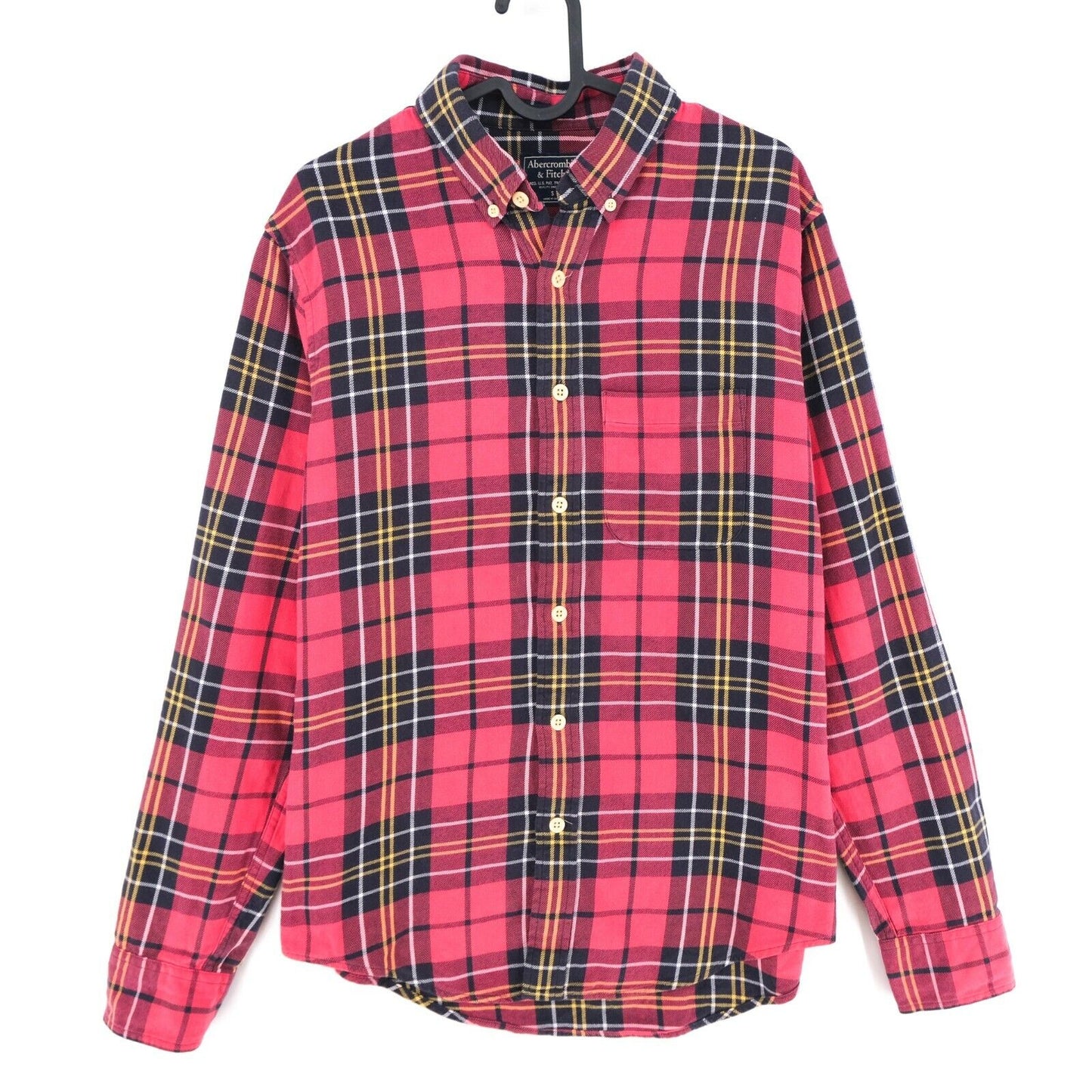 Abercrombie & Fitch Red Slim Fit Check Print Shirt Size S