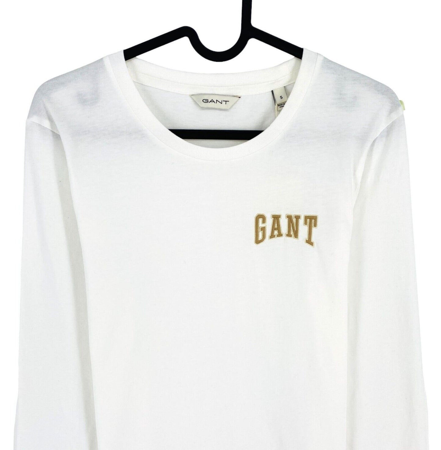 GANT White Regular Logo Crew Neck Long Sleeves T Shirt Size S