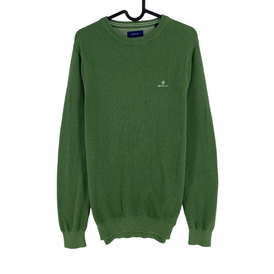 GANT Green Cotton Pique Crew Neck Sweater Pullover Size S