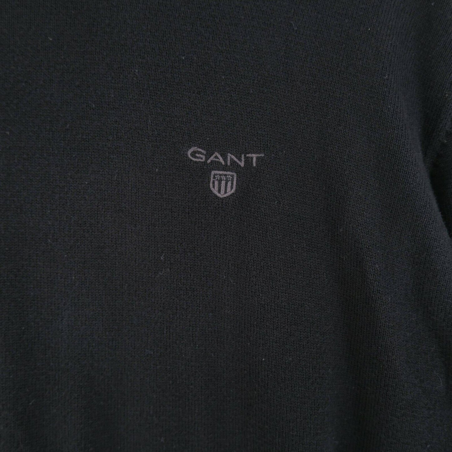 GANT Black Crew Neck Premium Cotton Jumper Sweater Pullover Size L