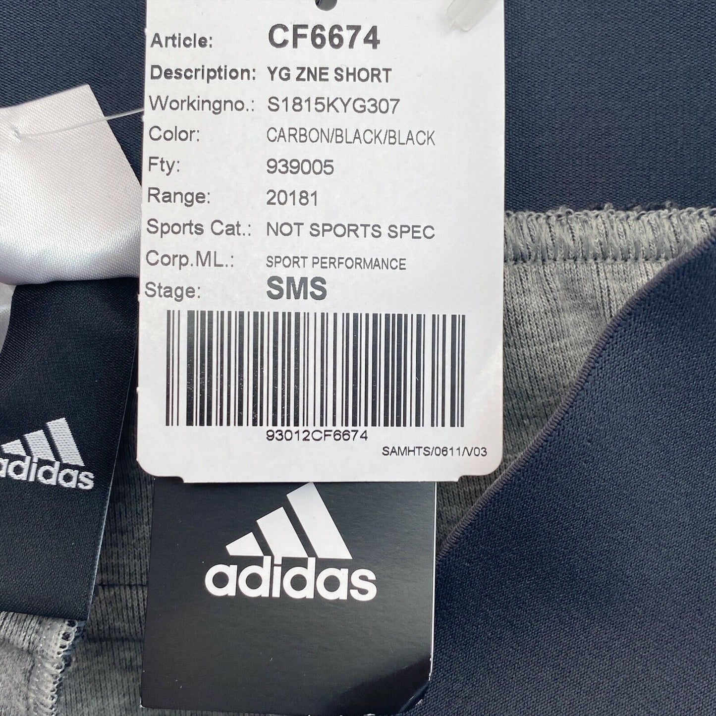 Adidas Girls Dark Grey Shorts Size 11 - 12 Years