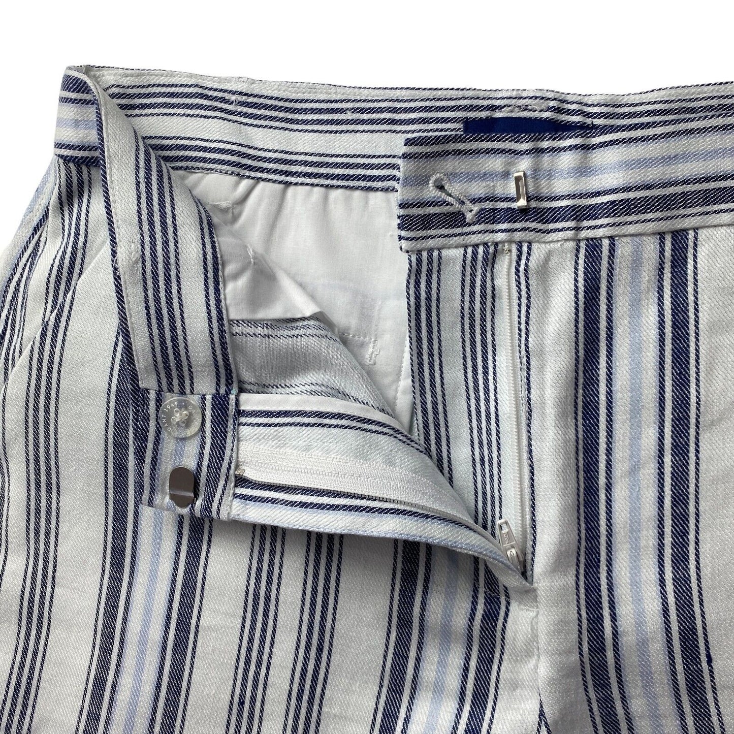 GANT Women Blue Grey Striped Regular Fit Linen Blend Shorts EU 36 UK 10 US 6 W28