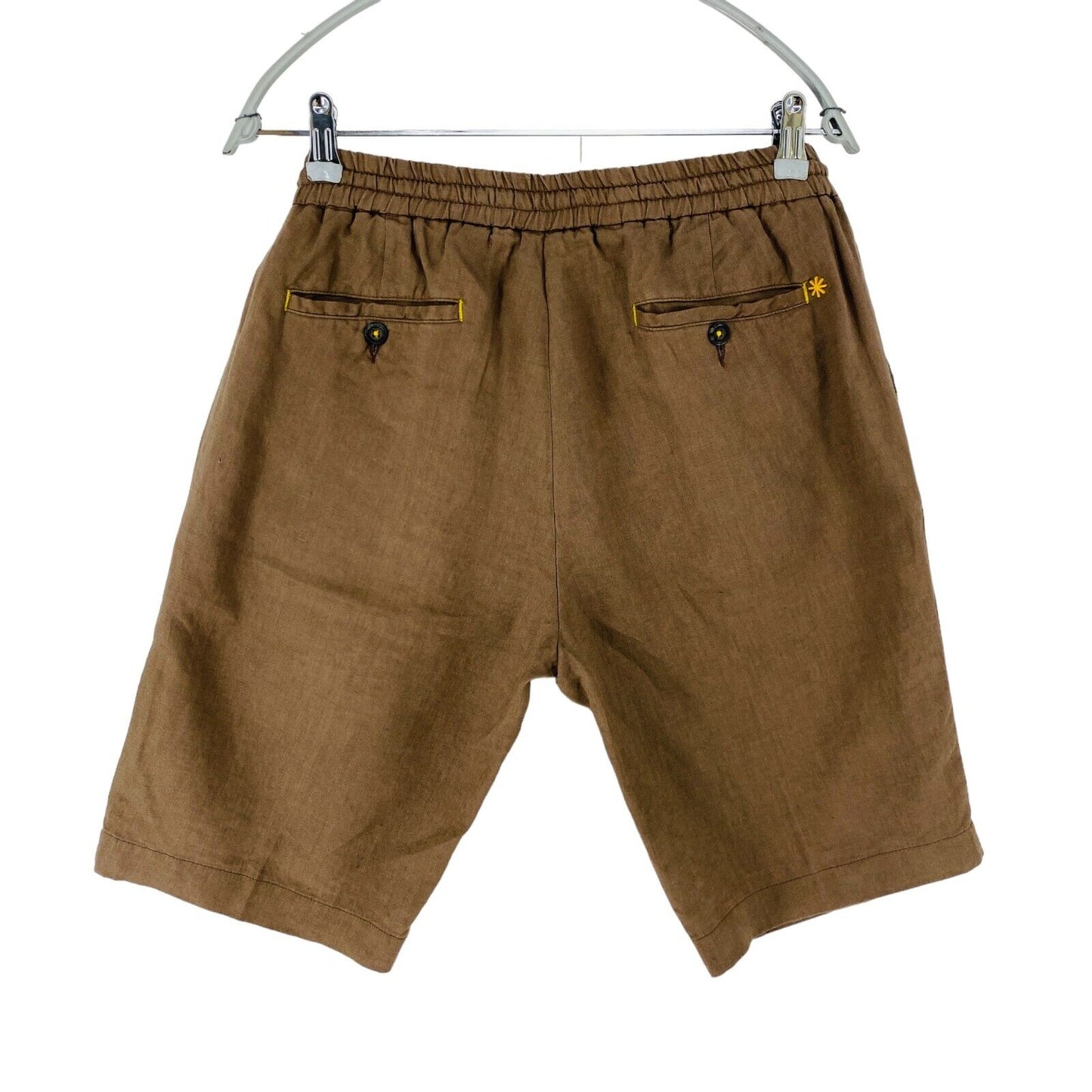 MANUEL RITZ Mens Brown Relaxed Fit Linen Shorts Size EUR 50