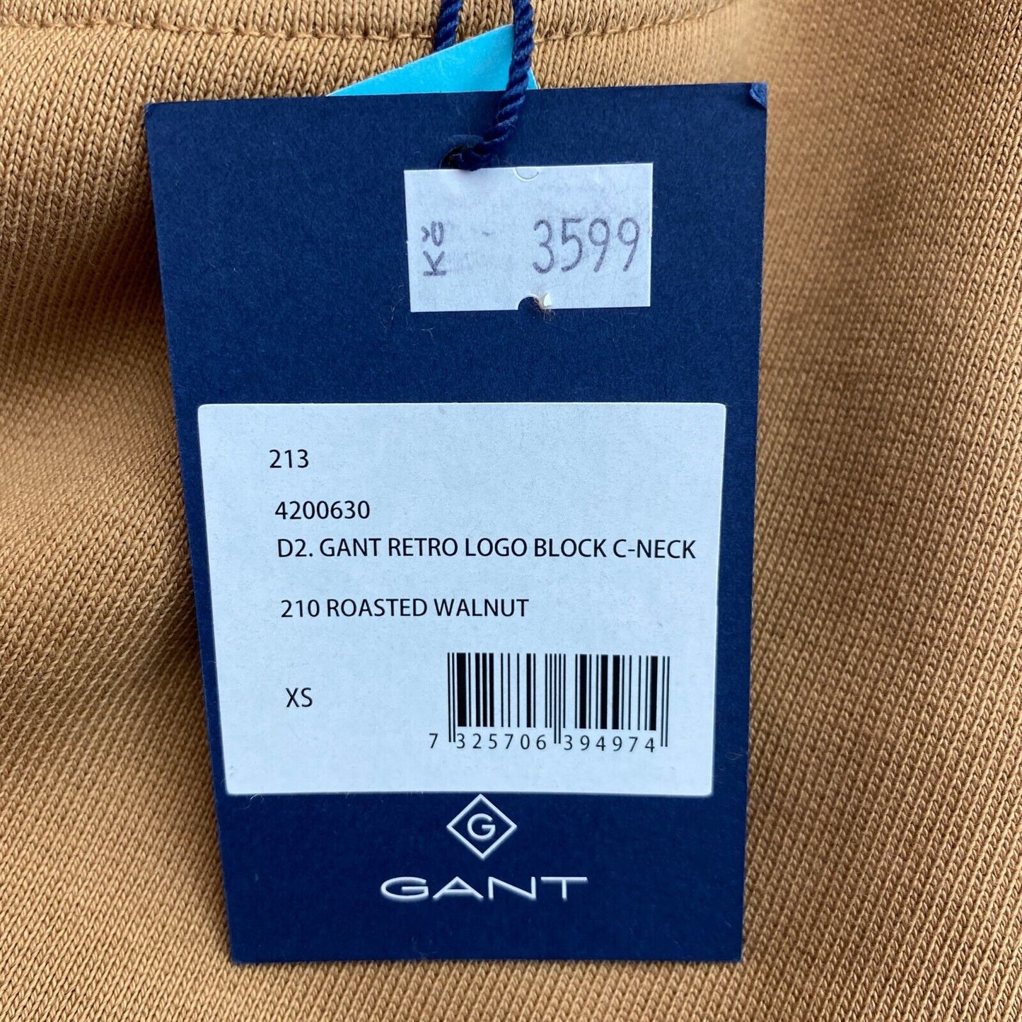 GANT Brown Retro Logo Block Crew Neck Jumper Sweater Size XS