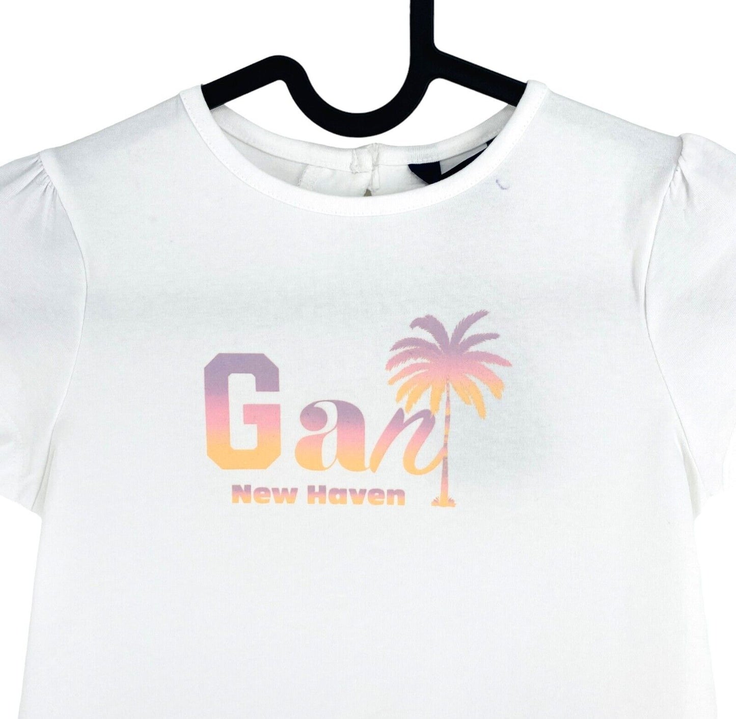 GANT Girls White Palm Print Crew Neck Tunic T-Shirt Size 5-6 Years 110/116 cm