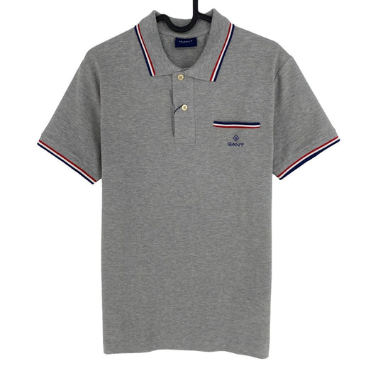 GANT Grey 3-Col Tipping Pique Rugger Polo Shirt Size S