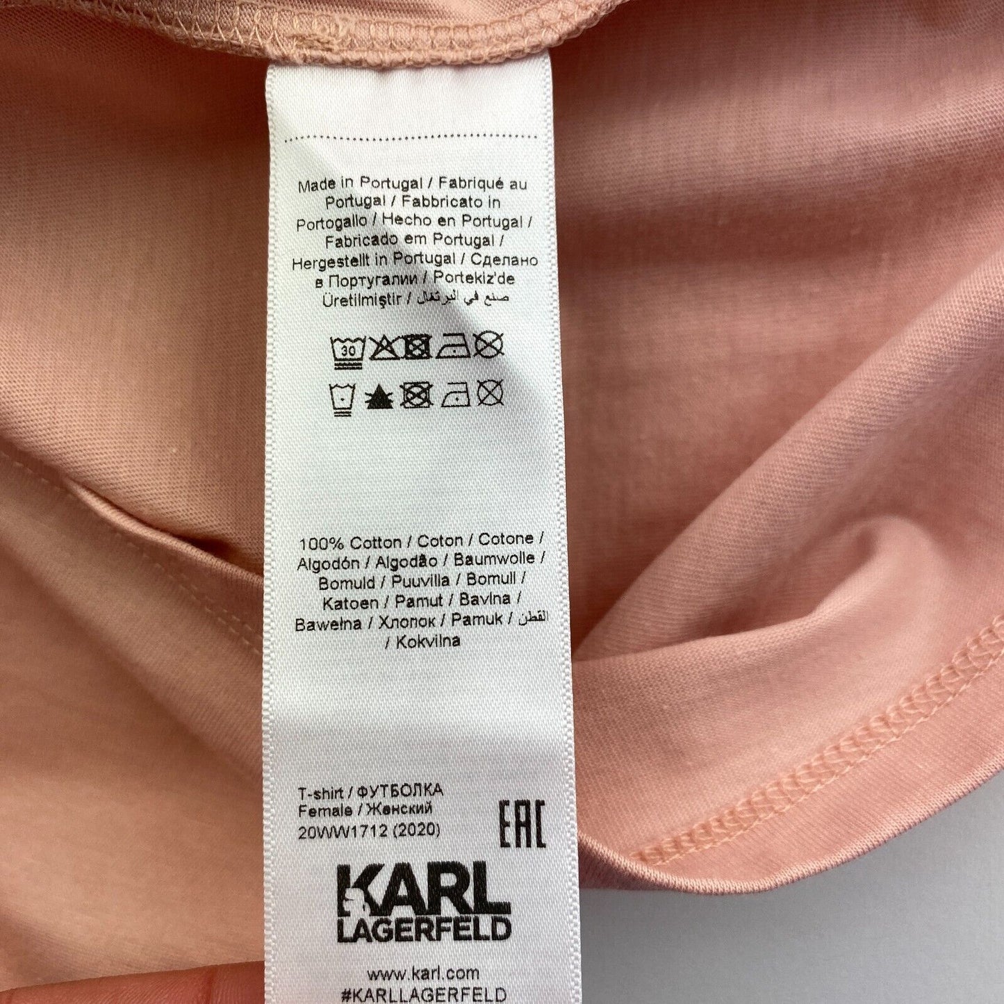 Karl Lagerfeld Pink Kameo Crew Neck T Shirt Size XS