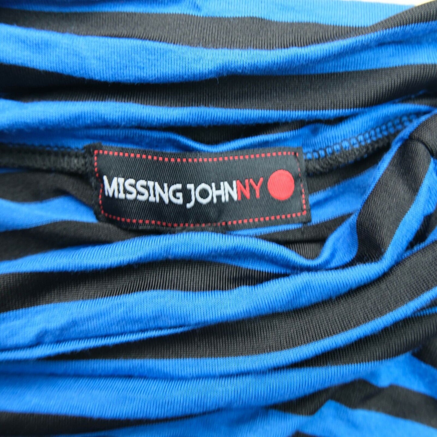 MISSING JOHNNY T-shirt à manches longues rayé bleu col roulé taille SM