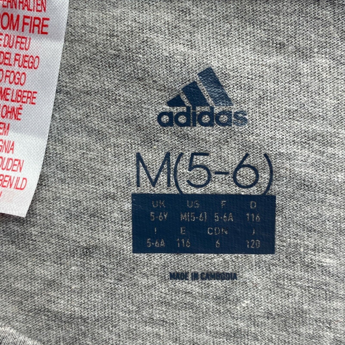 Adidas Grey Cotton Blend Crew Neck T Shirt Size 5 - 6 Years