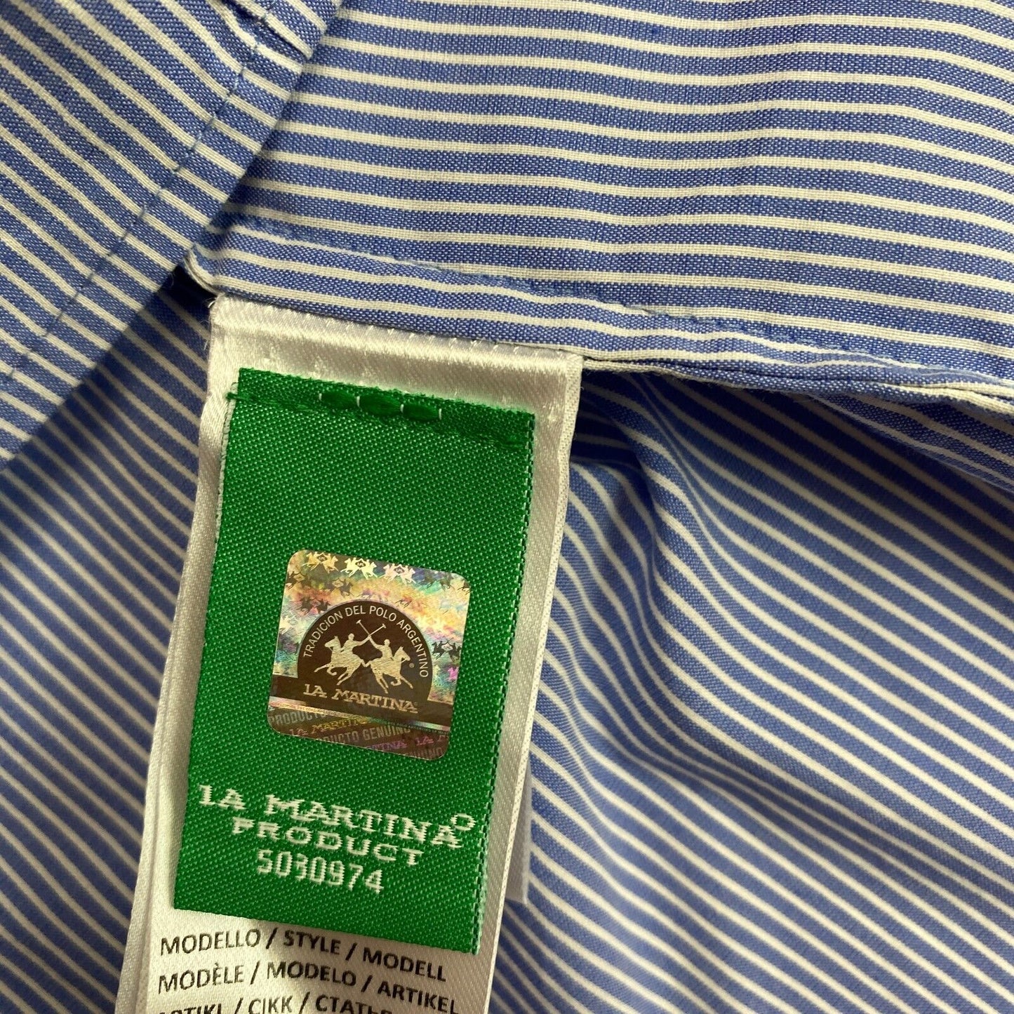 LA MARTINA Blue Striped Shirt Size 4 / XL