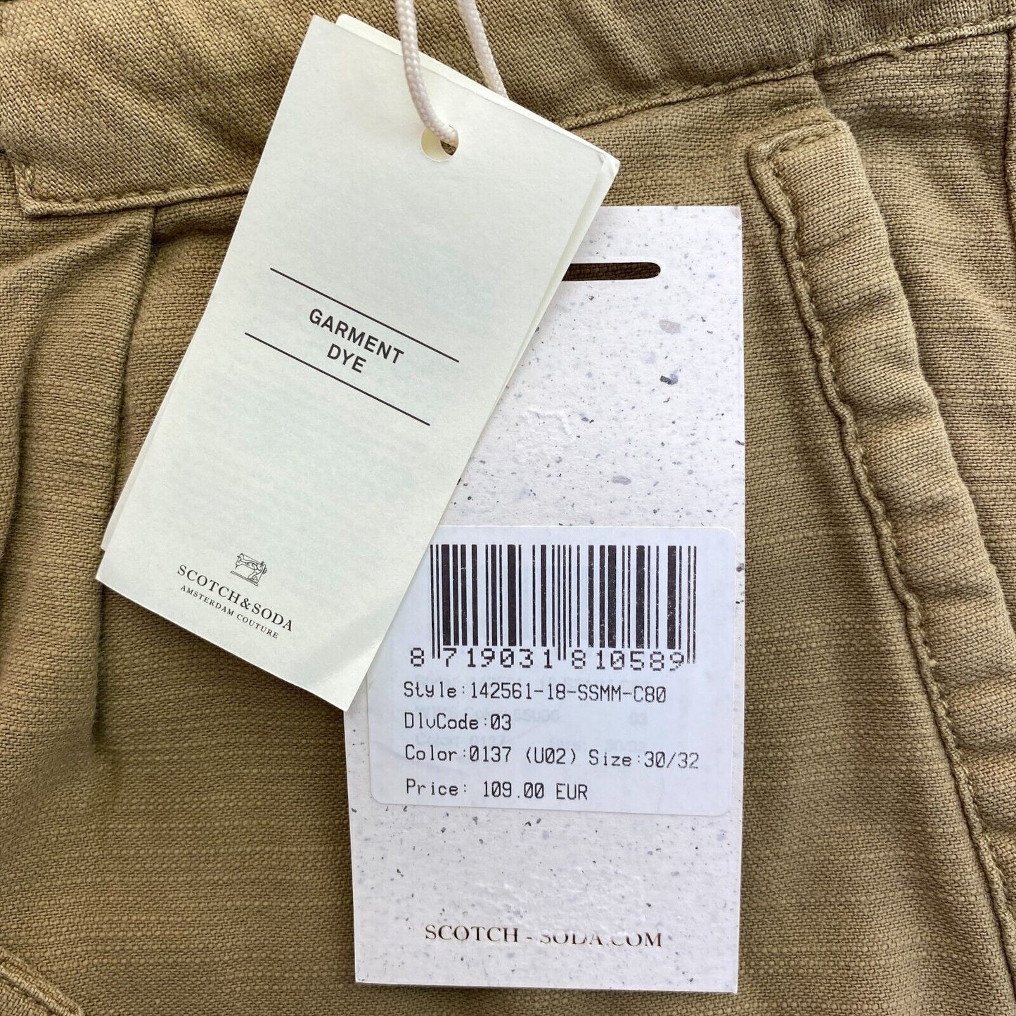 Pantalon cargo ample coupe fuselée marron Scotch &amp; Soda, prix conseillé de 109 €, taille W30 L32