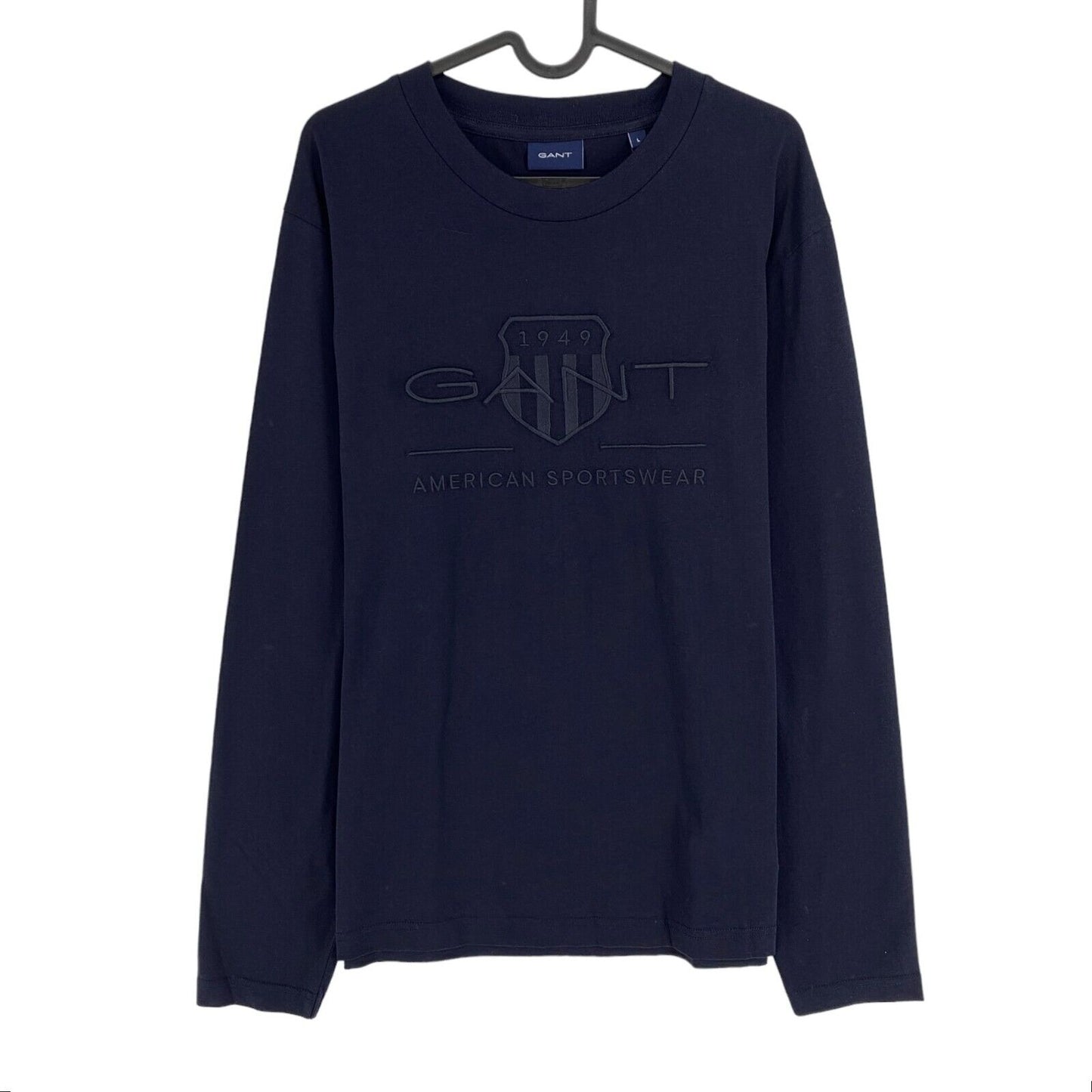 GANT Navy Blue Tonal Archive Shield Long Sleeve Crew Neck T-Shirt Size L