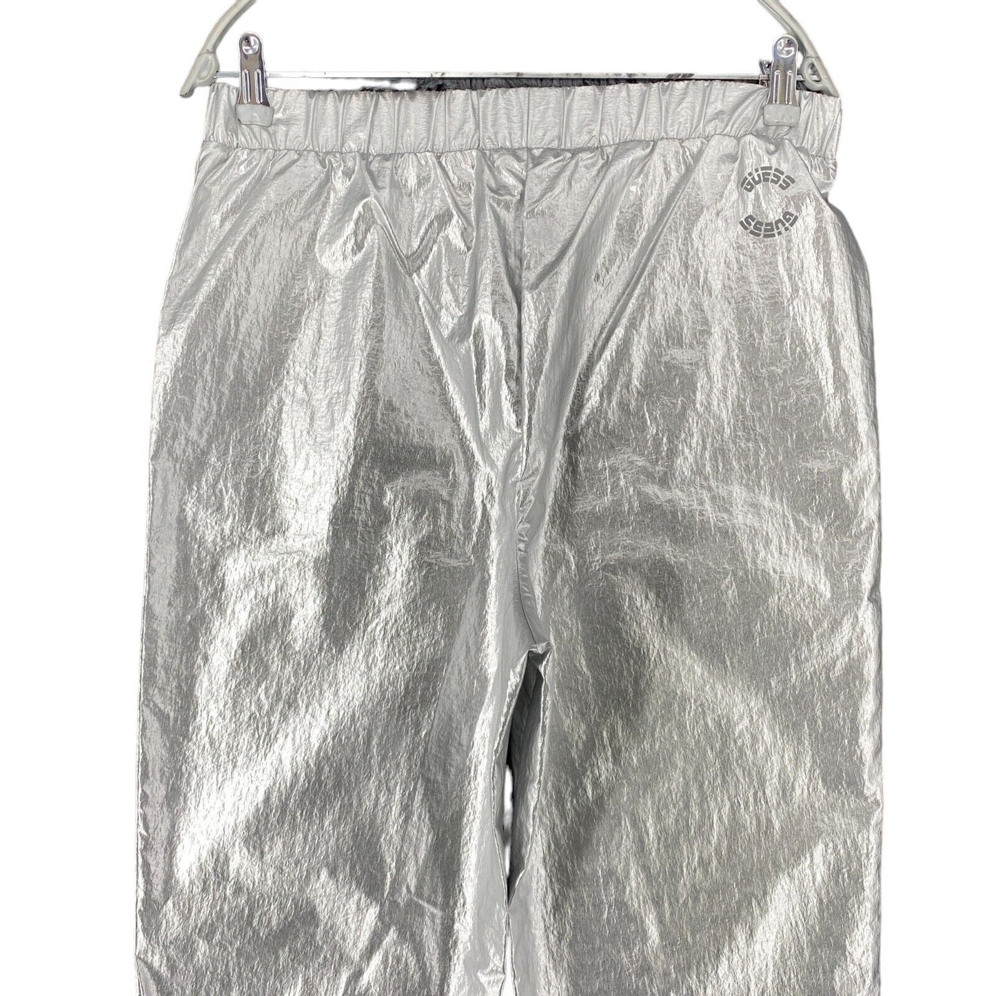 GUESS Women Silver Regular Tapered Fit Trousers Size M EUR 38 UK 8 W28