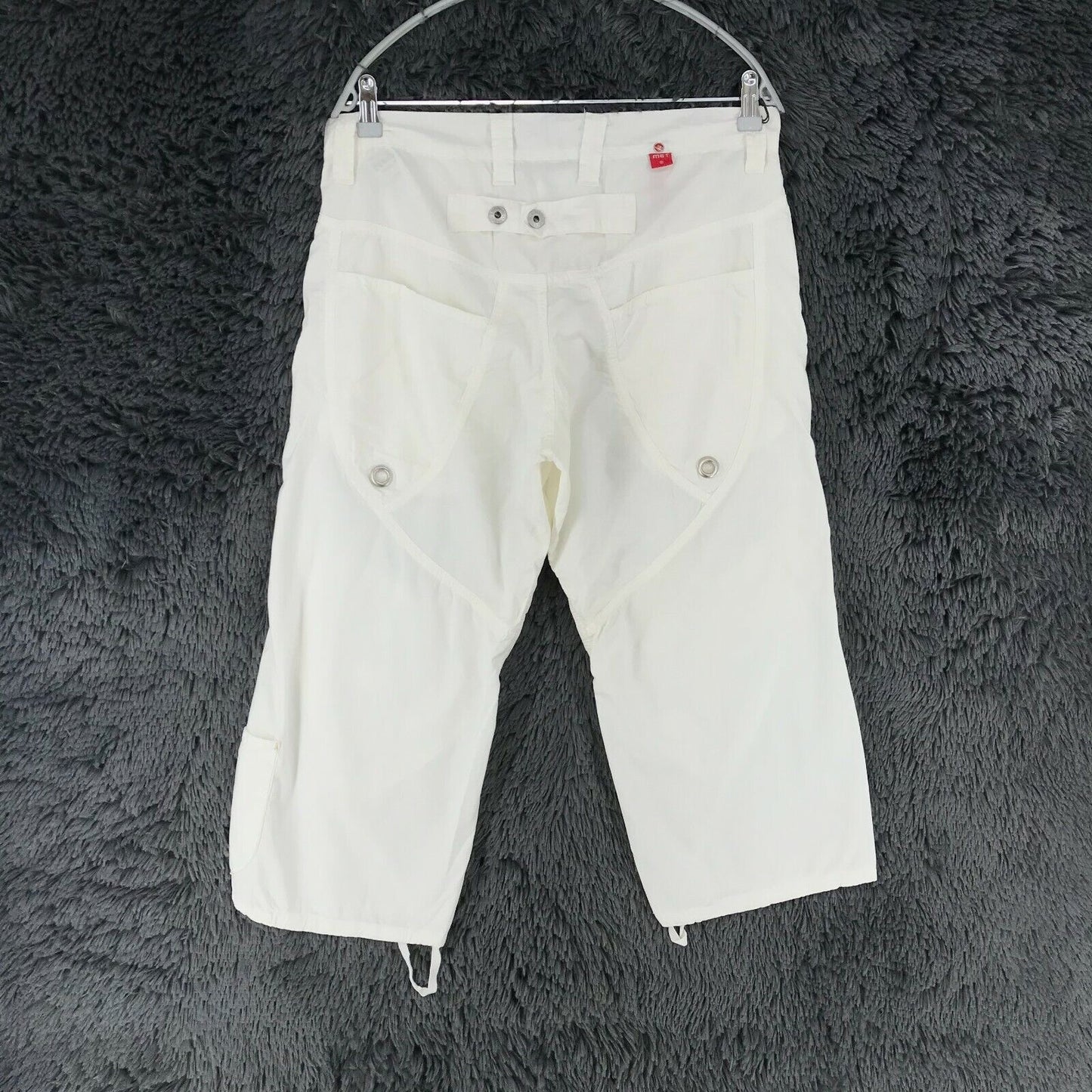 MET Women White Loose Straight Fit Capri Cropped Trousers Size W34