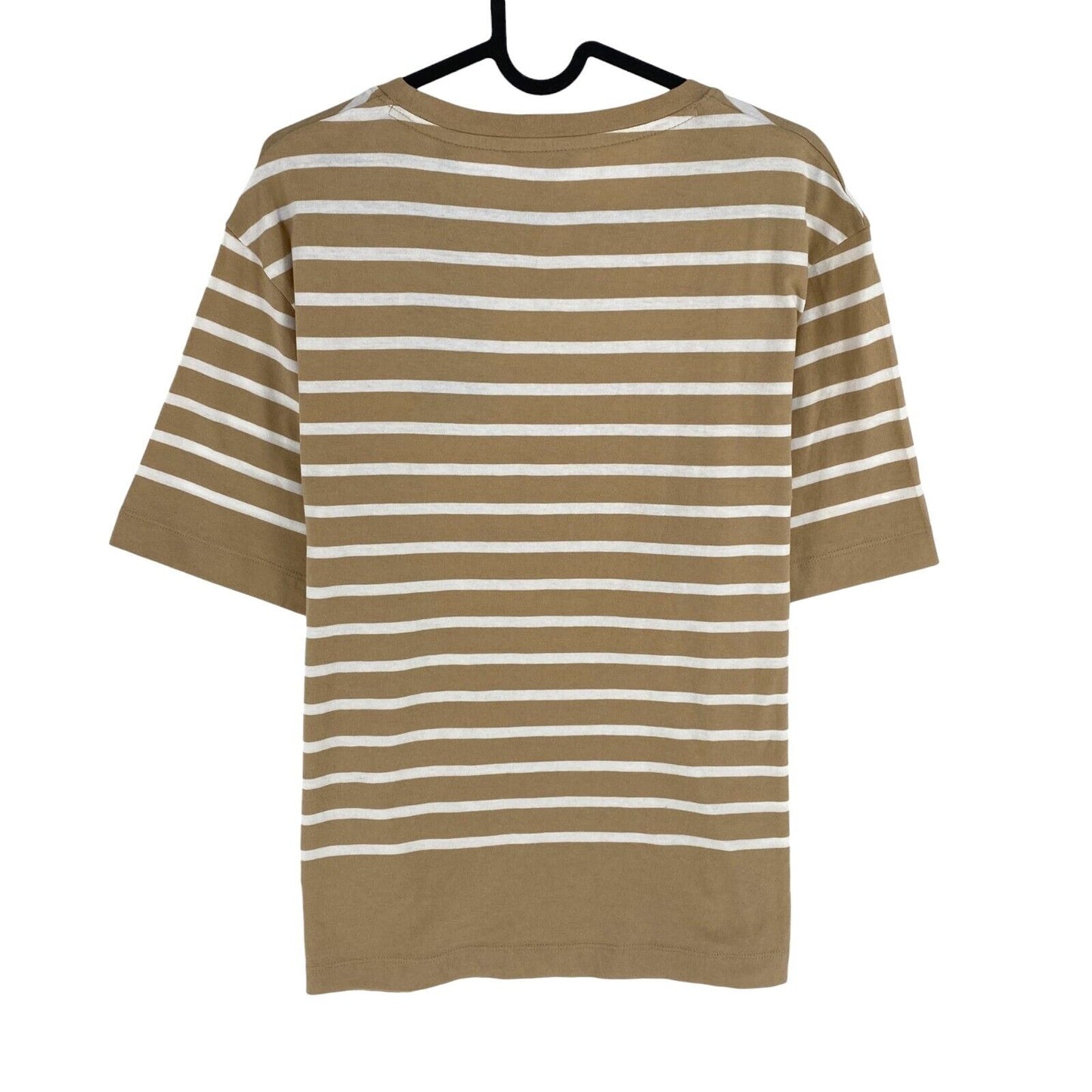 GANT Women Brown Logo Striped Crew Neck Short Sleeve T Shirt Size L