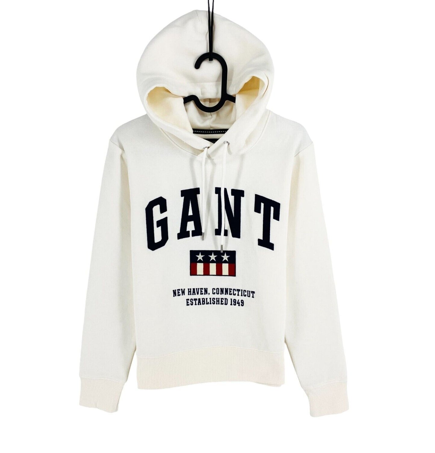 GANT White Logo Hoodie Pullover Sweater Size XS