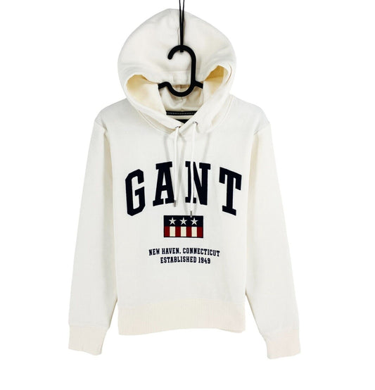 GANT White Logo Hoodie Pullover Sweater Size XS