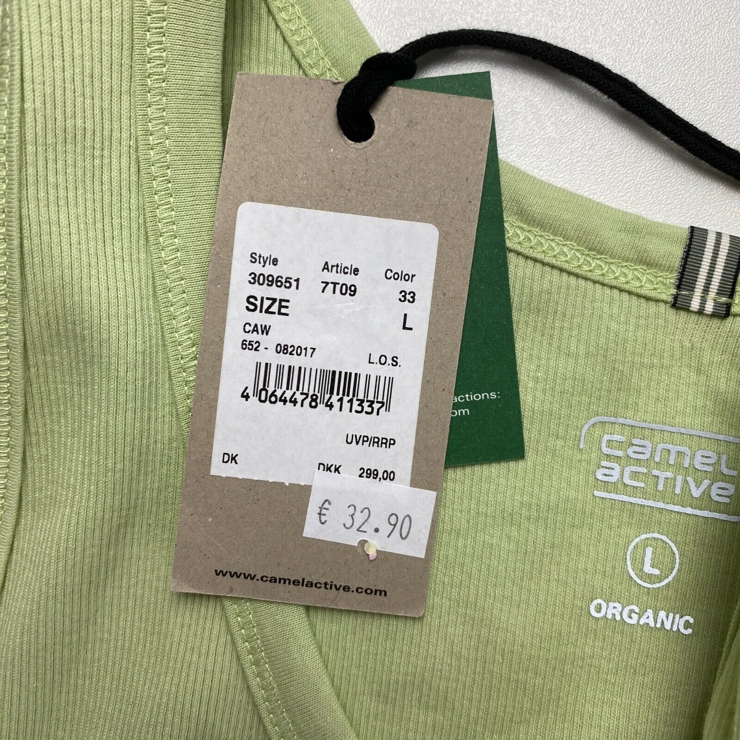 Camel Active Hellgrünes Stretch-Tanktop mit Rundhalsausschnitt, Größe L